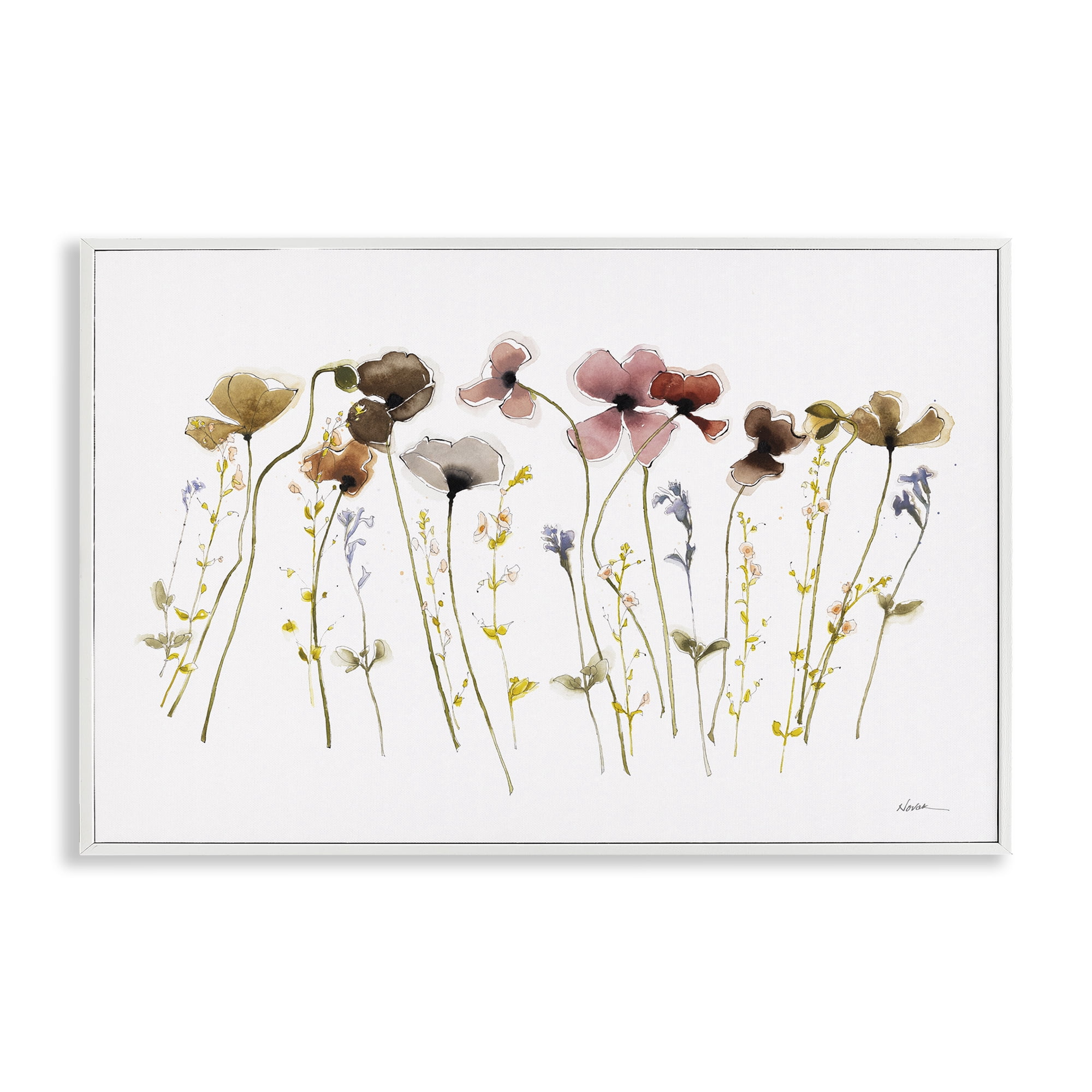 Stupell Industries Spring Poppy Sprigs Botanical & Floral Painting White Framed Art Print Wall Art, 30 x 20