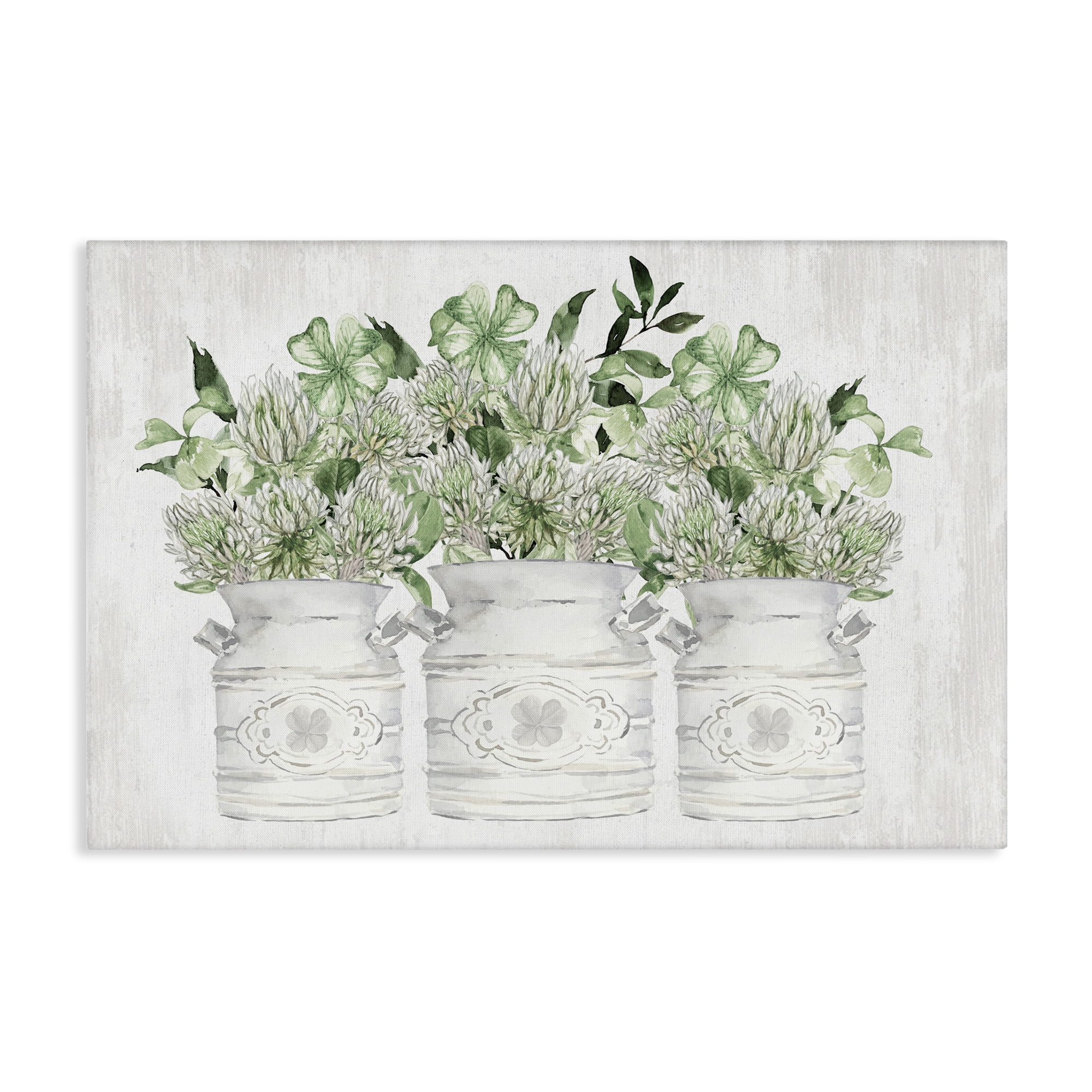 Stupell Industries Spring Potted Clovers Botanical & Floral Painting Gallery Wrapped Canvas Art Print Wall Art, 36 x 24