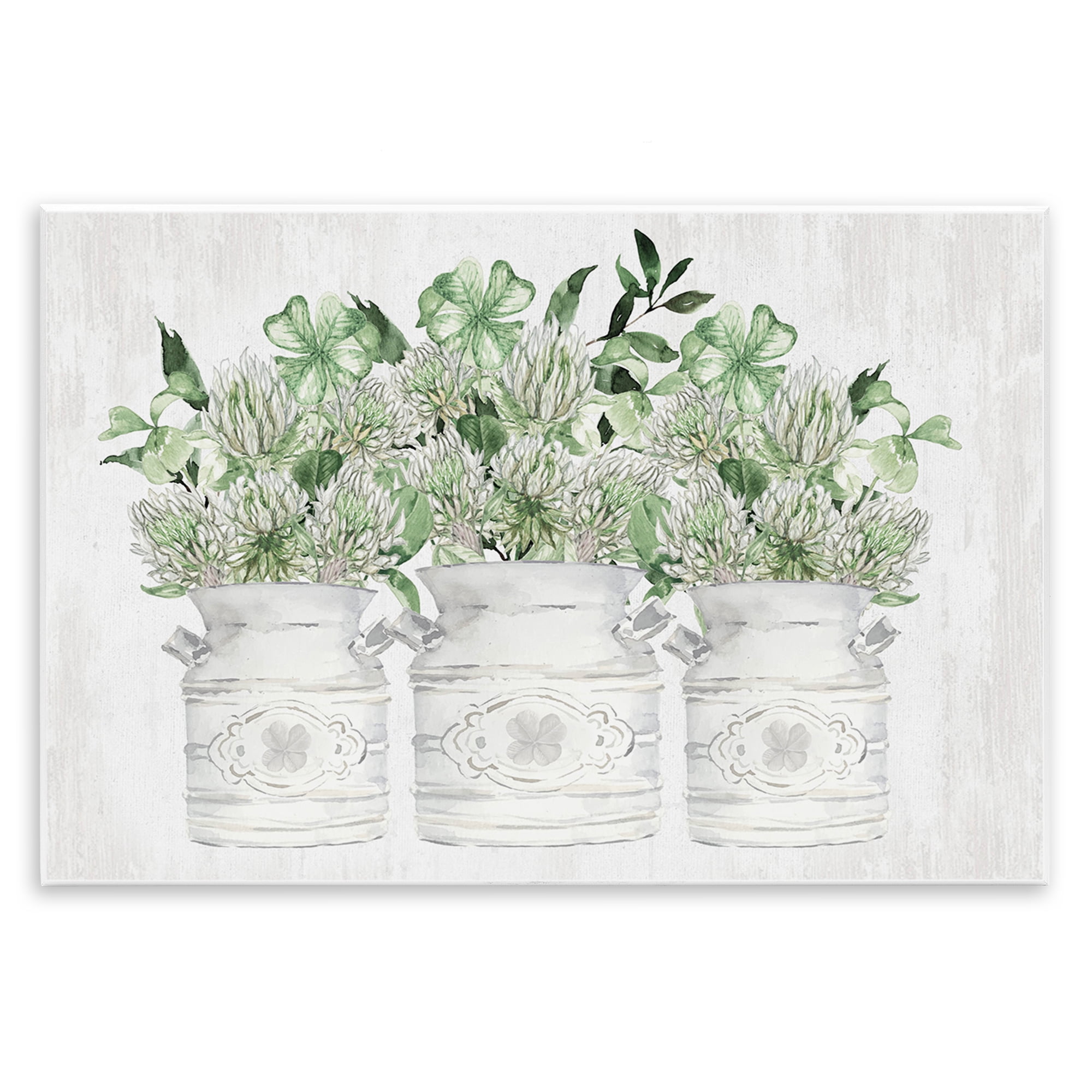 Stupell Industries Spring Potted Clovers Botanical & Floral Painting Unframed Art Print Wall Art, 15 x 10
