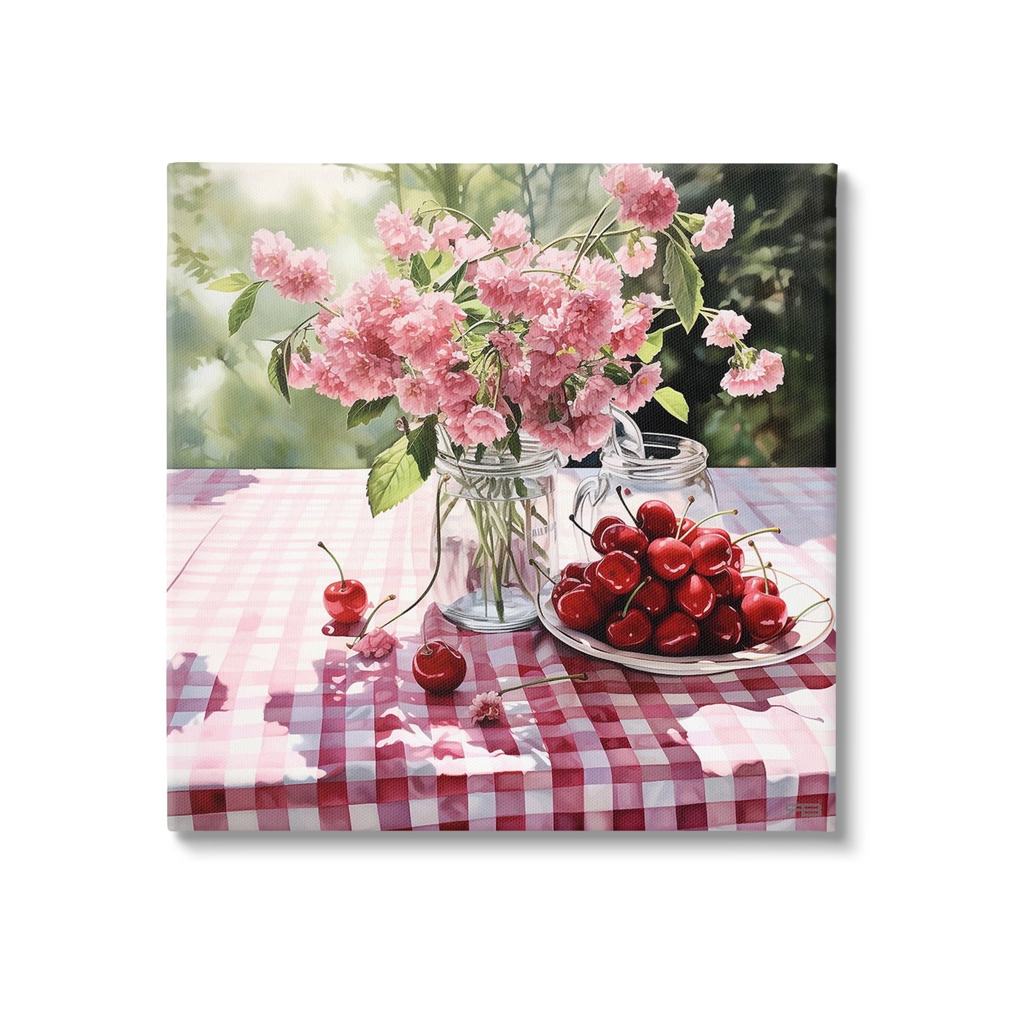 Stupell Industries Spring Snacks on Plaid Food & Beverage Painting Gallery Wrapped Canvas Art Print Wall Art, 17 x 17