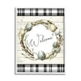 thumbnail image 1 of Stupell Industries Spring Speckled Robin Egg Welcome Wreath Patchwork Plaid, 24 x 30, Designed by ND Art, 1 of 7