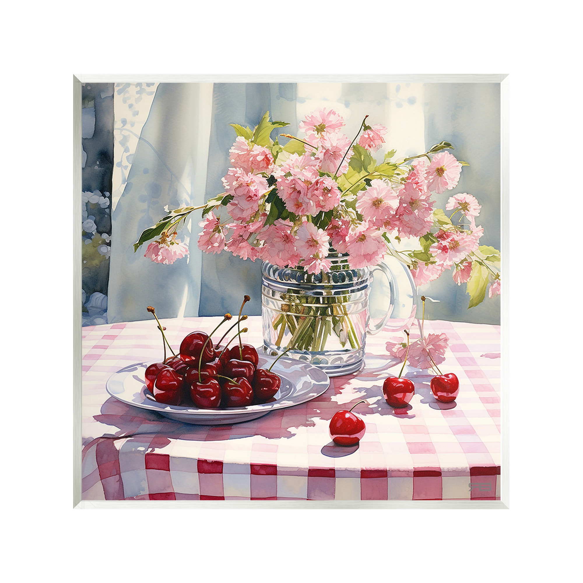 Stupell Industries Spring Still Life on Plaid Food & Beverage Painting Unframed Art Print Wall Art, 12 x 12