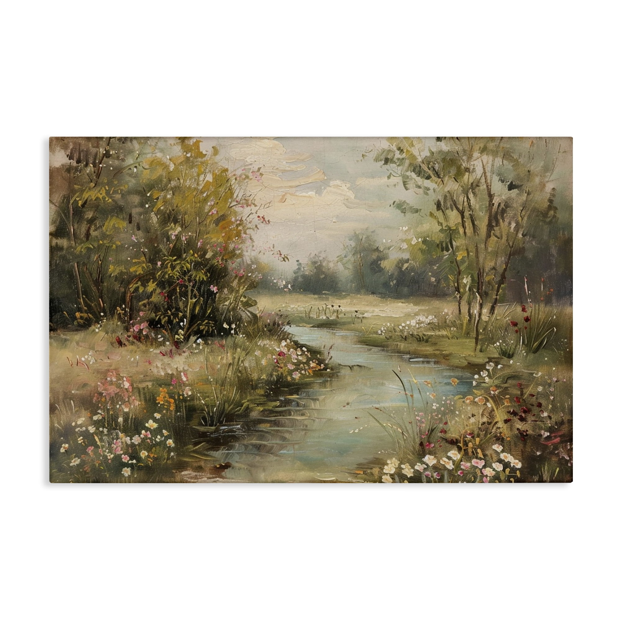 Stupell Industries Spring Stream Landscape Landscape & Nature Painting Wrapped Canvas Art Print Wall Art, 30 x 20