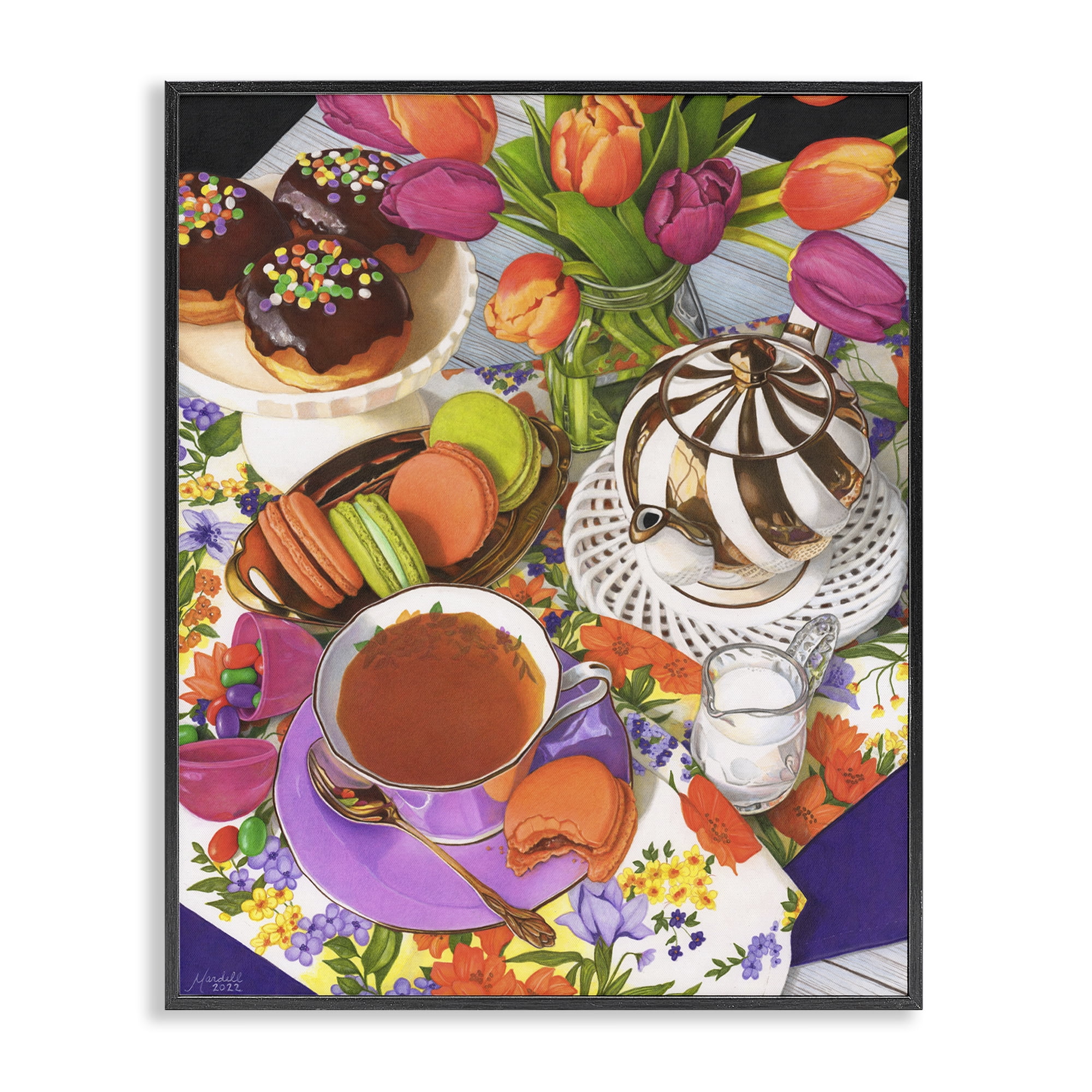 Stupell Industries Spring Tea Party Food & Beverage Painting Black Framed Art Print Wall Art, 11 x 14