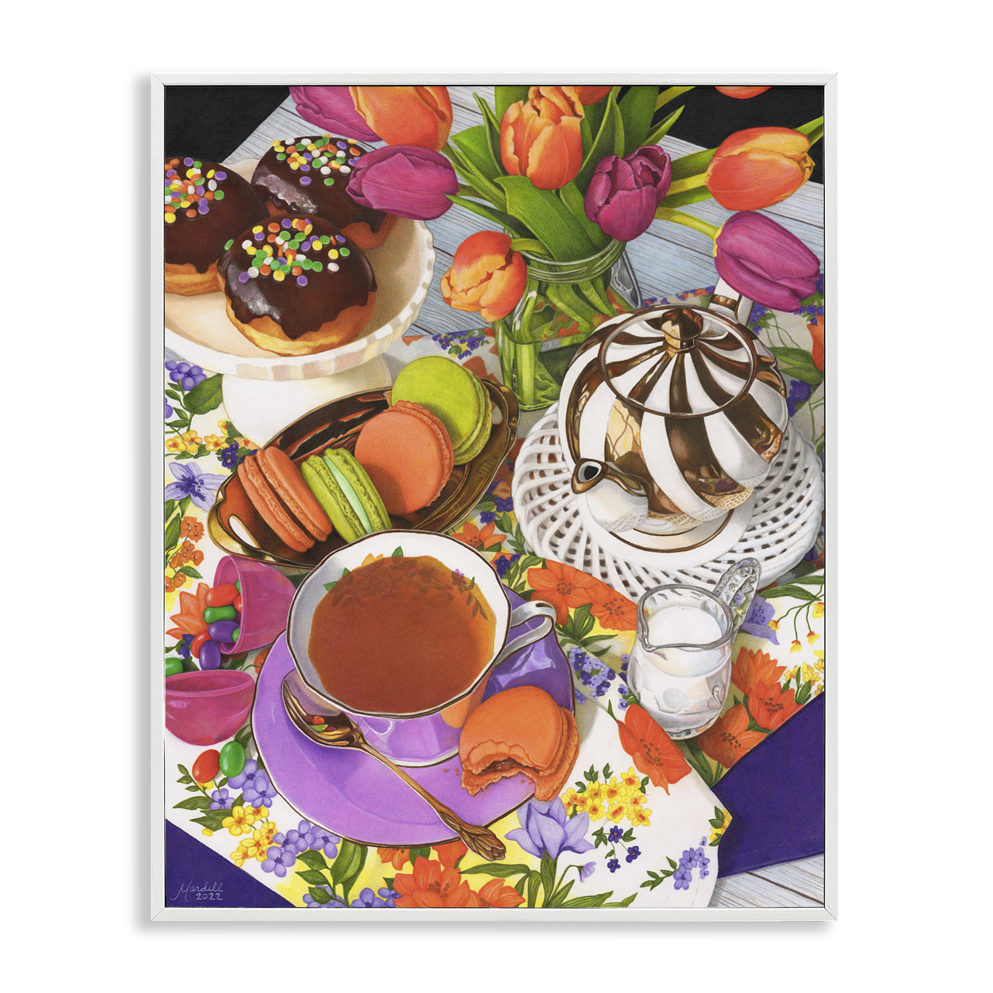 Stupell Industries Spring Tea Party Food & Beverage Painting White Framed Art Print Wall Art, 16 x 20