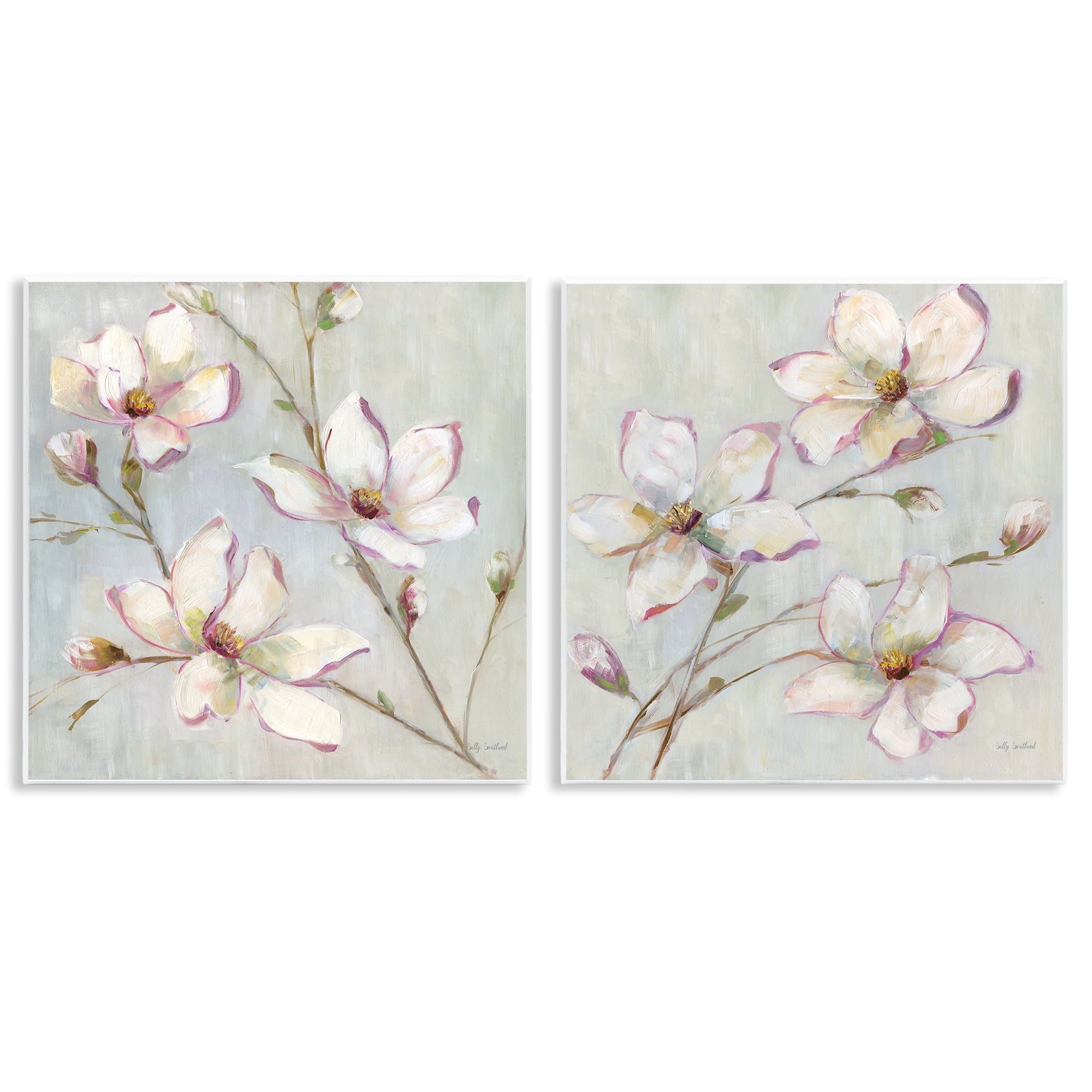 Stupell Industries Spring Tree Blooms Plants & Flowers Painting Unframed Art Print Wall Art, 12 x 12, Set of 2