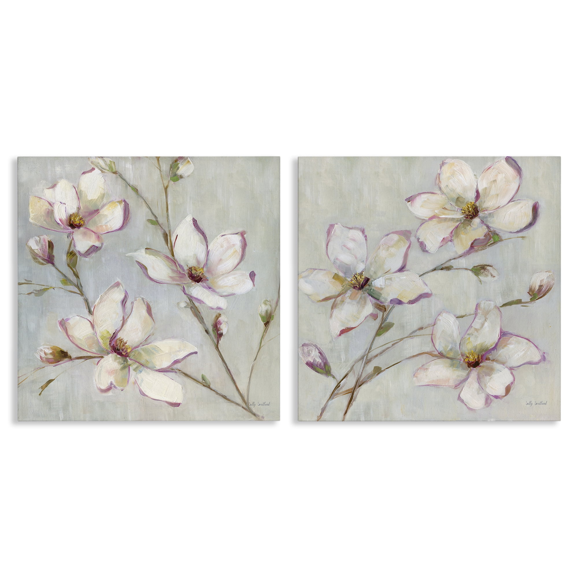 Stupell Industries Spring Tree Blooms Plants & Flowers Painting Wrapped Canvas Art Print Wall Art, 24 x 24, Set of 2