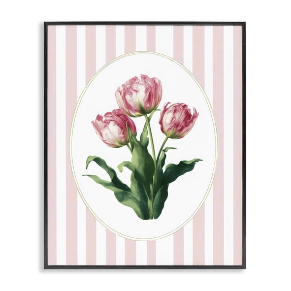 Stupell Industries French Country Spring Tulips on Stripes Black Framed Giclee Art, 16 x 20, by Ink Drop Loft