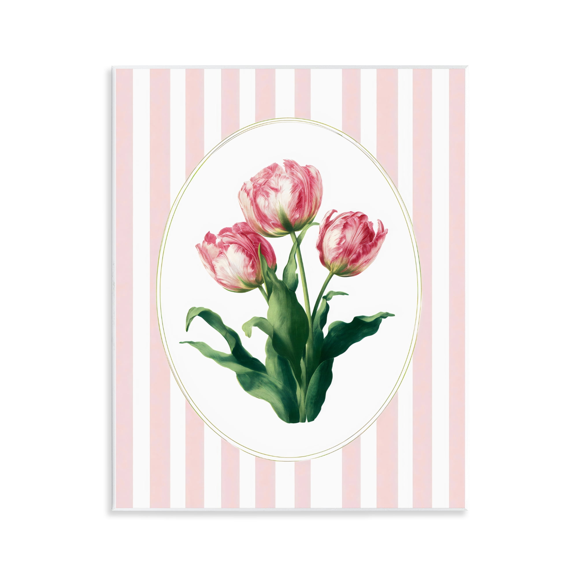 Stupell Industries Spring Tulips on Stripes Wall Plaque Art, design by Ink Drop Loft
