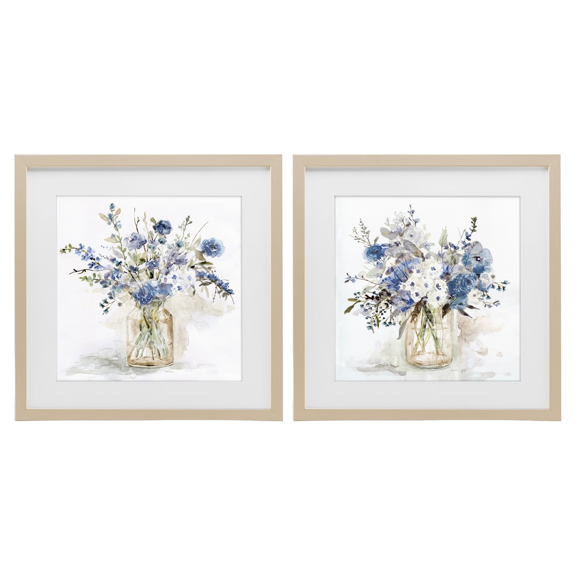 Stupell Industries Spring Watercolor Vases 2 Piece Birch Framed Print Under Glass Set, design by Carol Robinson