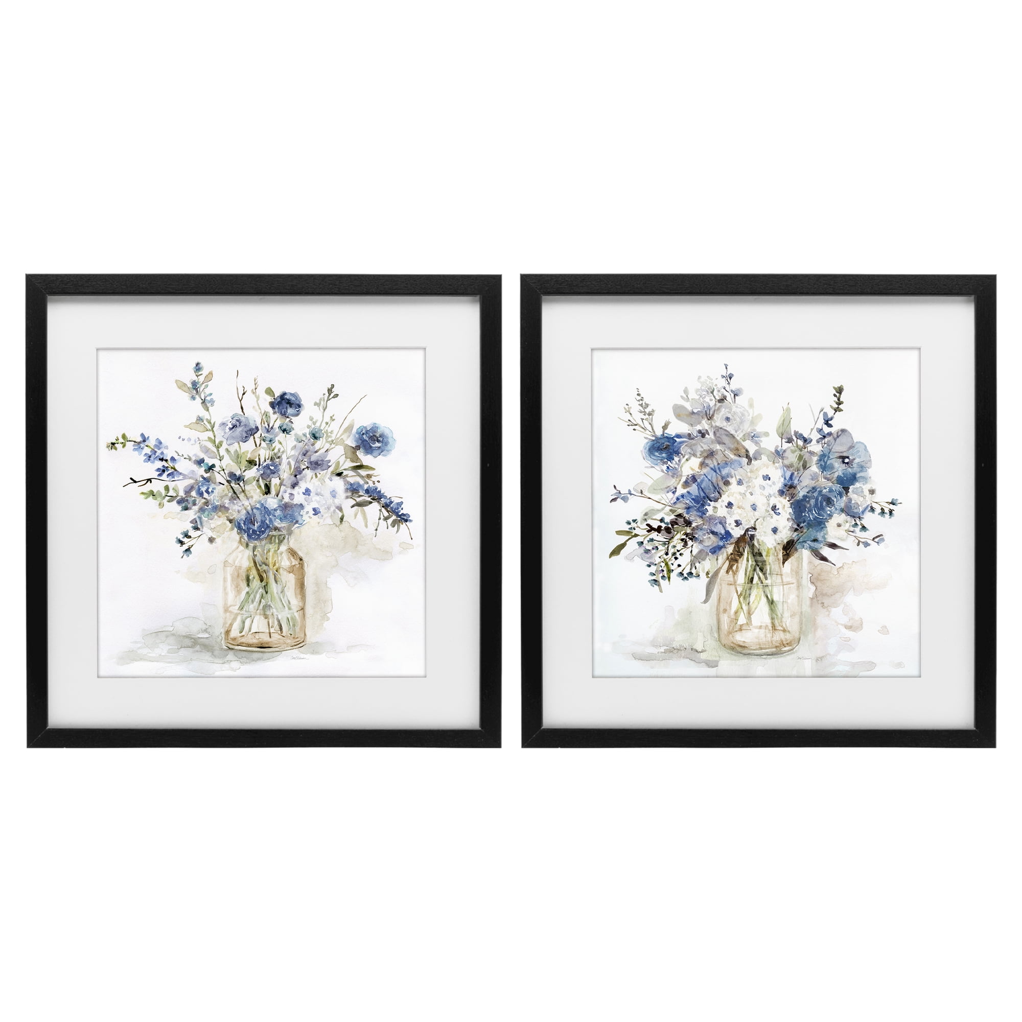 Stupell Industries Spring Watercolor Vases 2 Piece Black Framed Print Under Glass Set, design by Carol Robinson