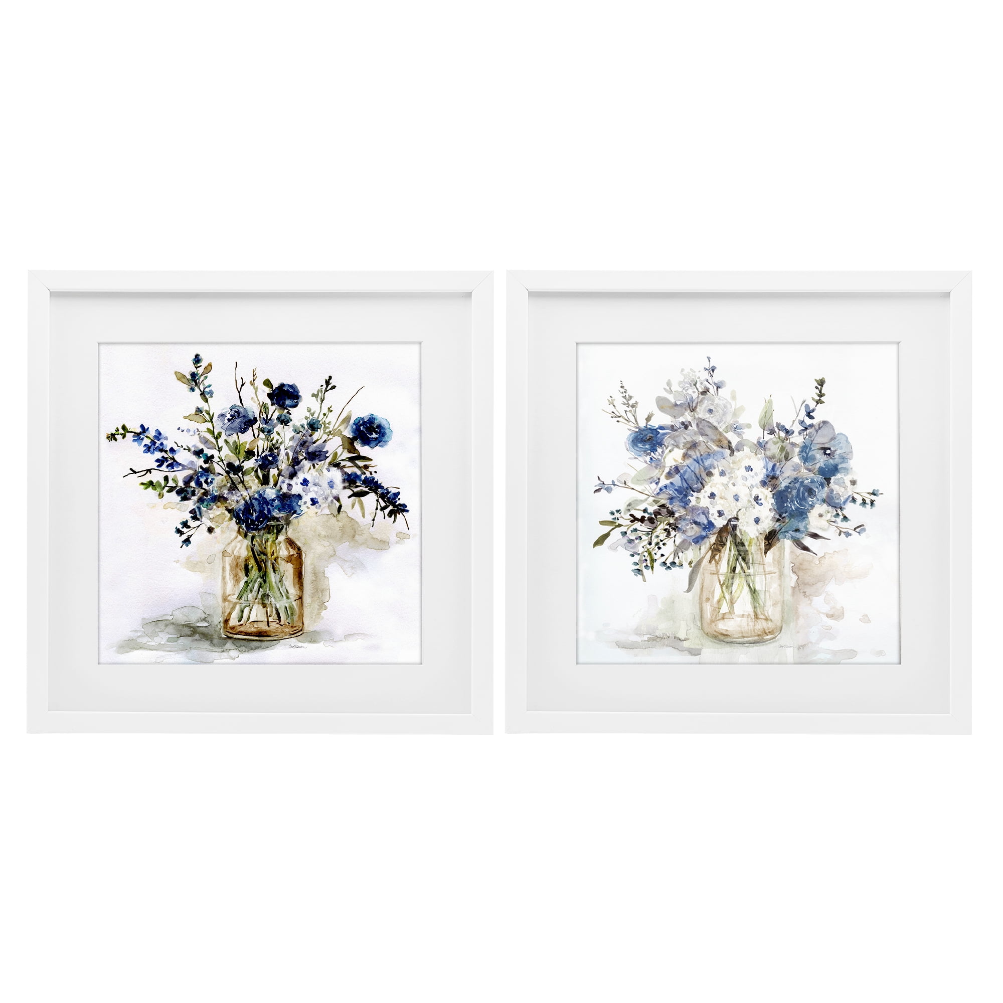 Stupell Industries Spring Watercolor Vases 2 Piece White Framed Print Under Glass Set, design by Carol Robinson
