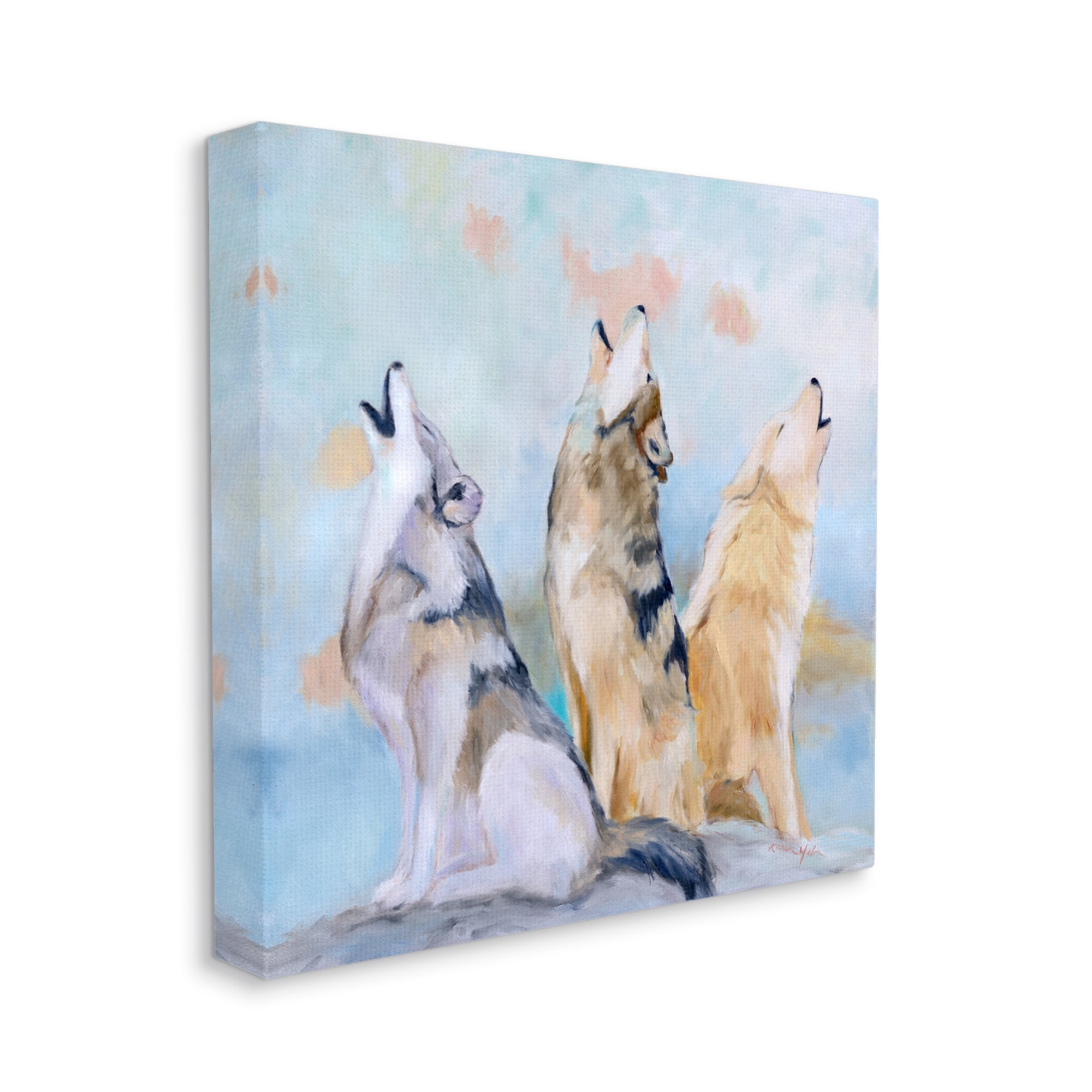 Stupell Industries Spring Wolves Howling Vintage Nature Scene Canvas Wall Art by Karen Weber Fine Art