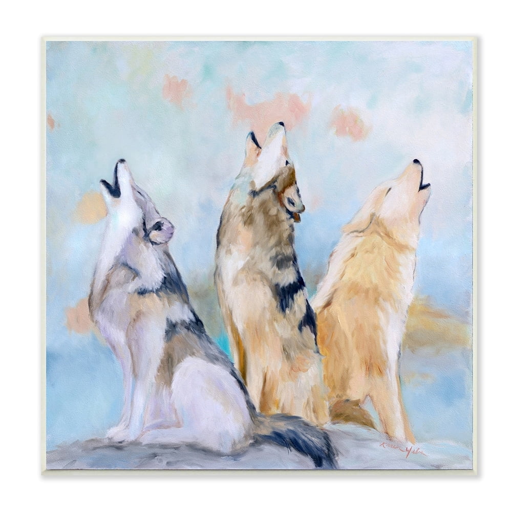 Stupell Industries Spring Wolves Howling Vintage Nature Scene Wall Plaque by Karen Weber Fine Art