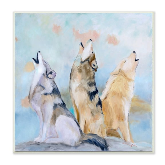 Stupell Industries Spring Wolves Howling Vintage Nature Scene Wall Plaque by Karen Weber Fine Art