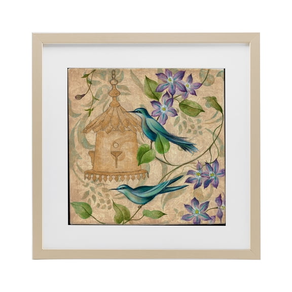 Stupell Industries Spring's Song Bird Scene Birch Framed Print Under Glass design by Janet Tava, 13 x 13