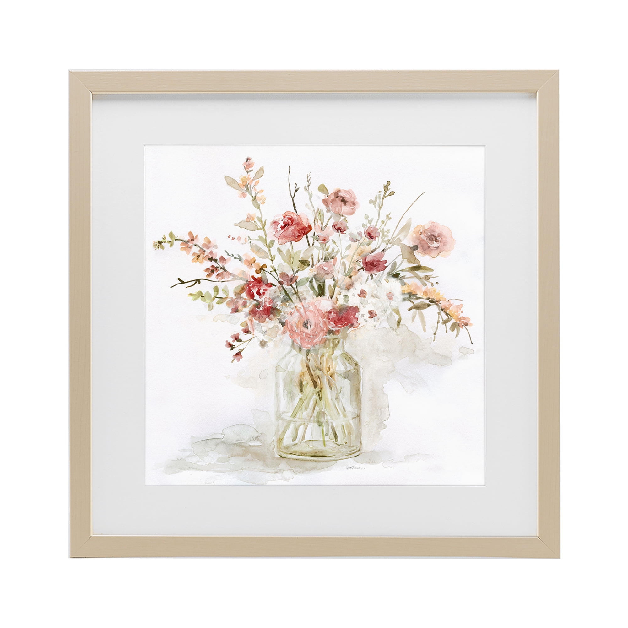 Stupell Industries Springtime Blooms in Glass Vase Birch Framed Print Under Glass, design by Carol Robinson