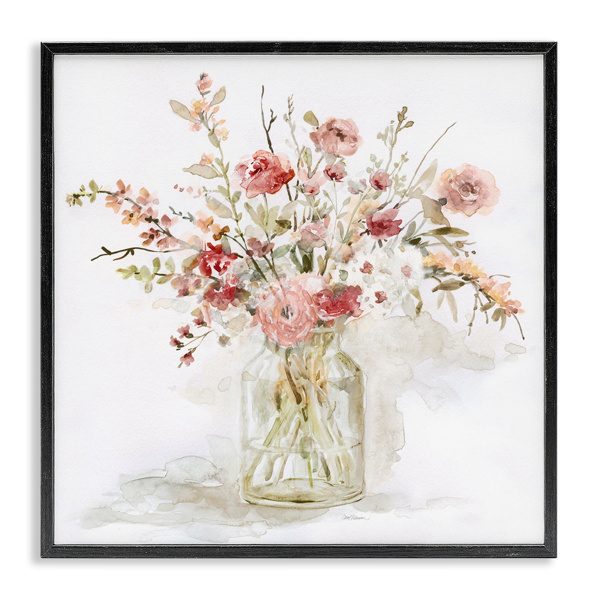 Stupell Industries Springtime Blooms in Glass Vase Black Framed Giclee Art, design by Carol Robinson