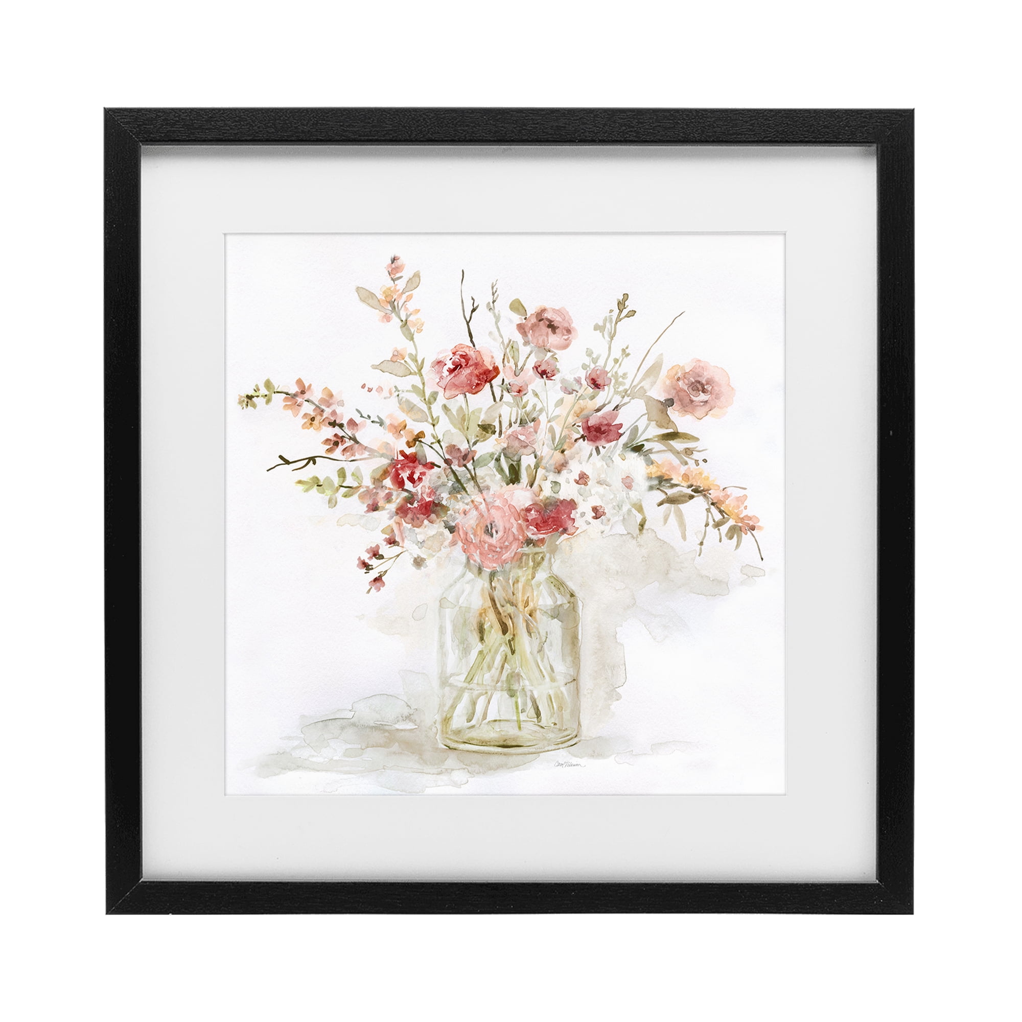 Stupell Industries Springtime Blooms in Glass Vase Black Framed Print Under Glass, design by Carol Robinson