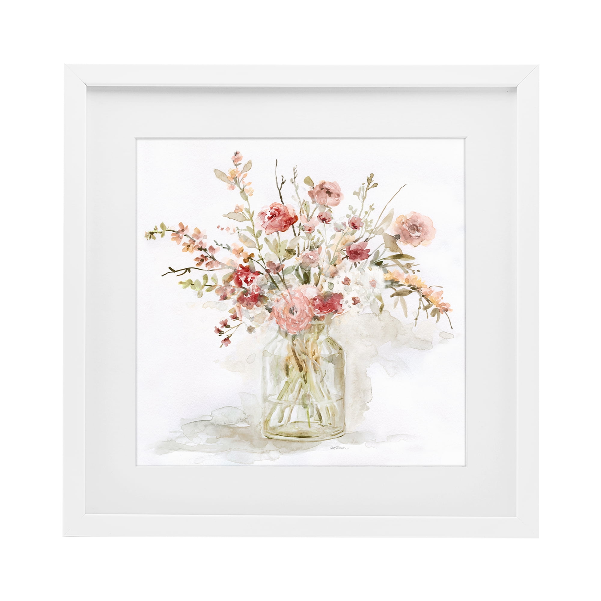 Stupell Industries Springtime Blooms in Glass Vase White Framed Print Under Glass, design by Carol Robinson