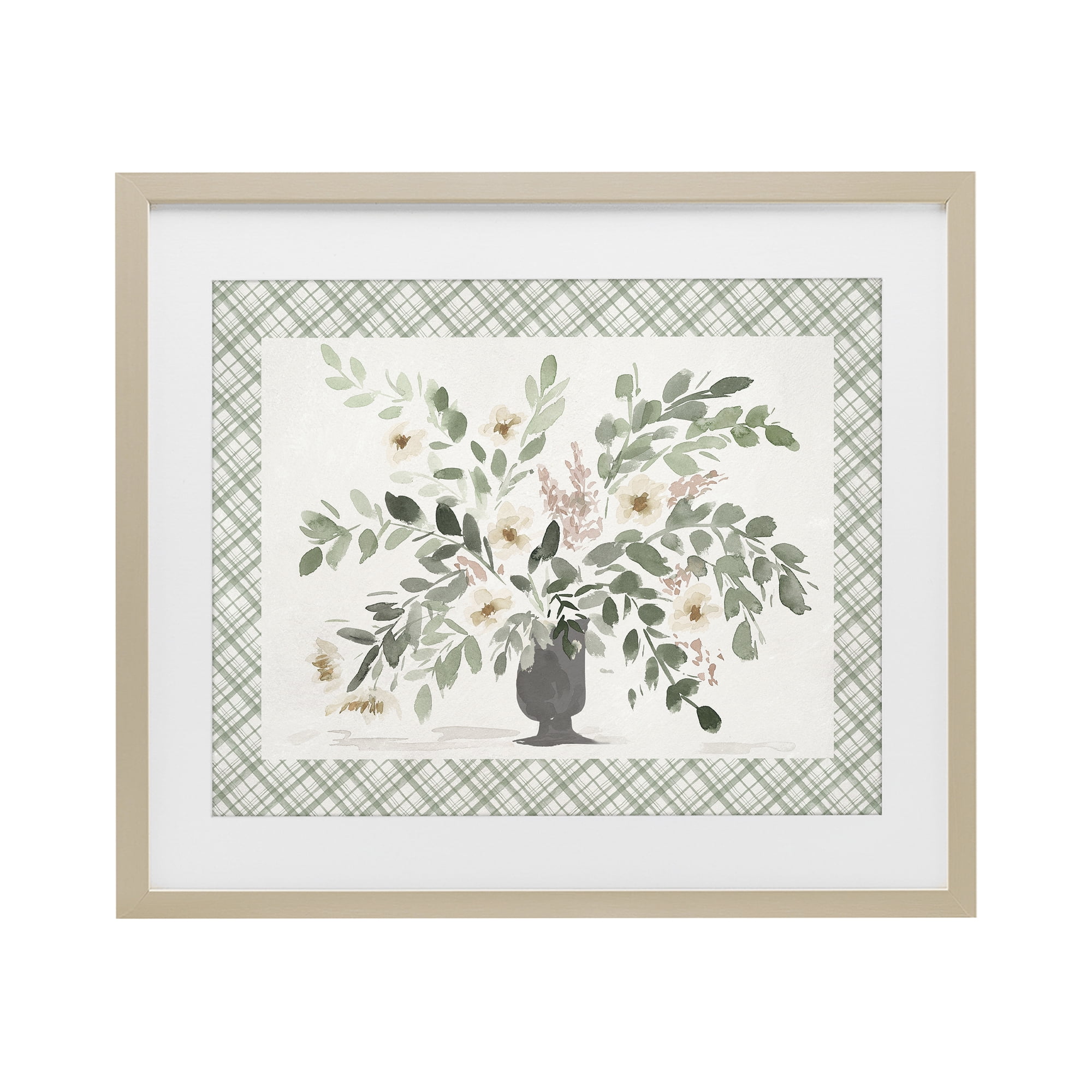 Stupell Industries Springtime Bouquet on Plaid Birch Framed Print Under Glass, design by Lucille Price
