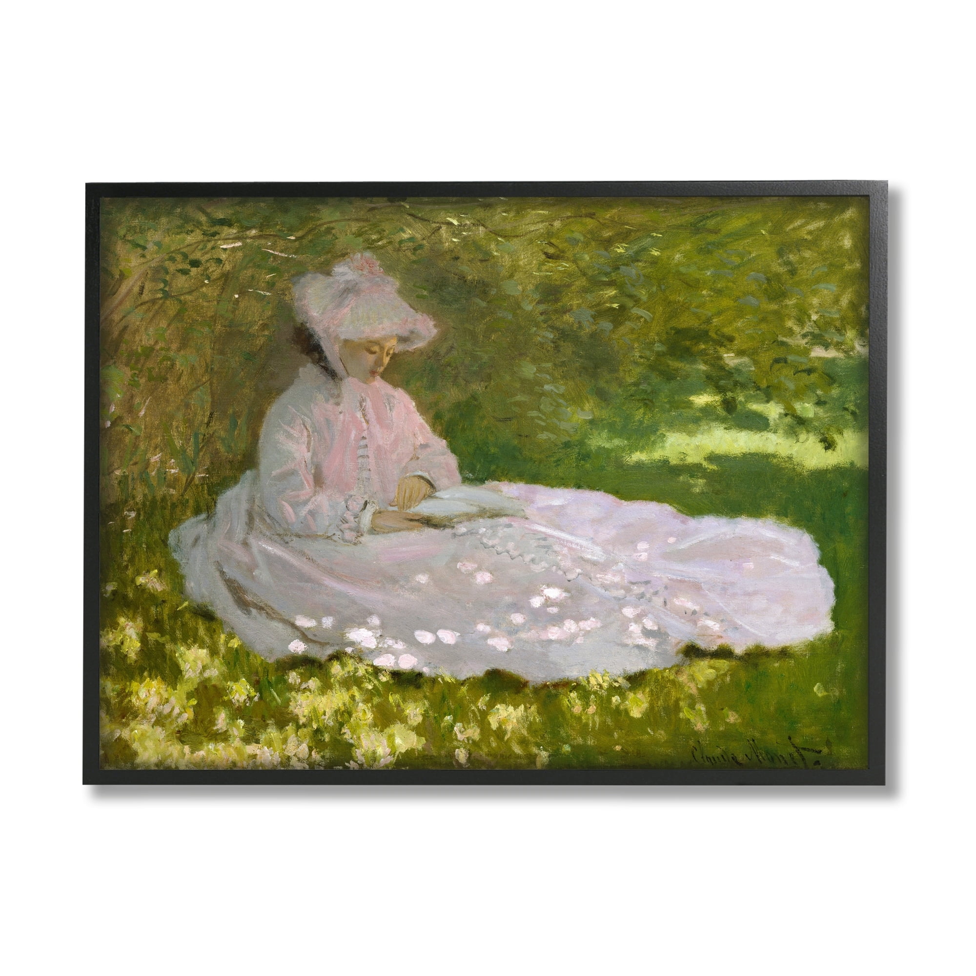 Stupell Industries Springtime Classic Claude Monet Painting Female Portrait Painting Black Framed Art Print Wall Art, Design by one1000paintings