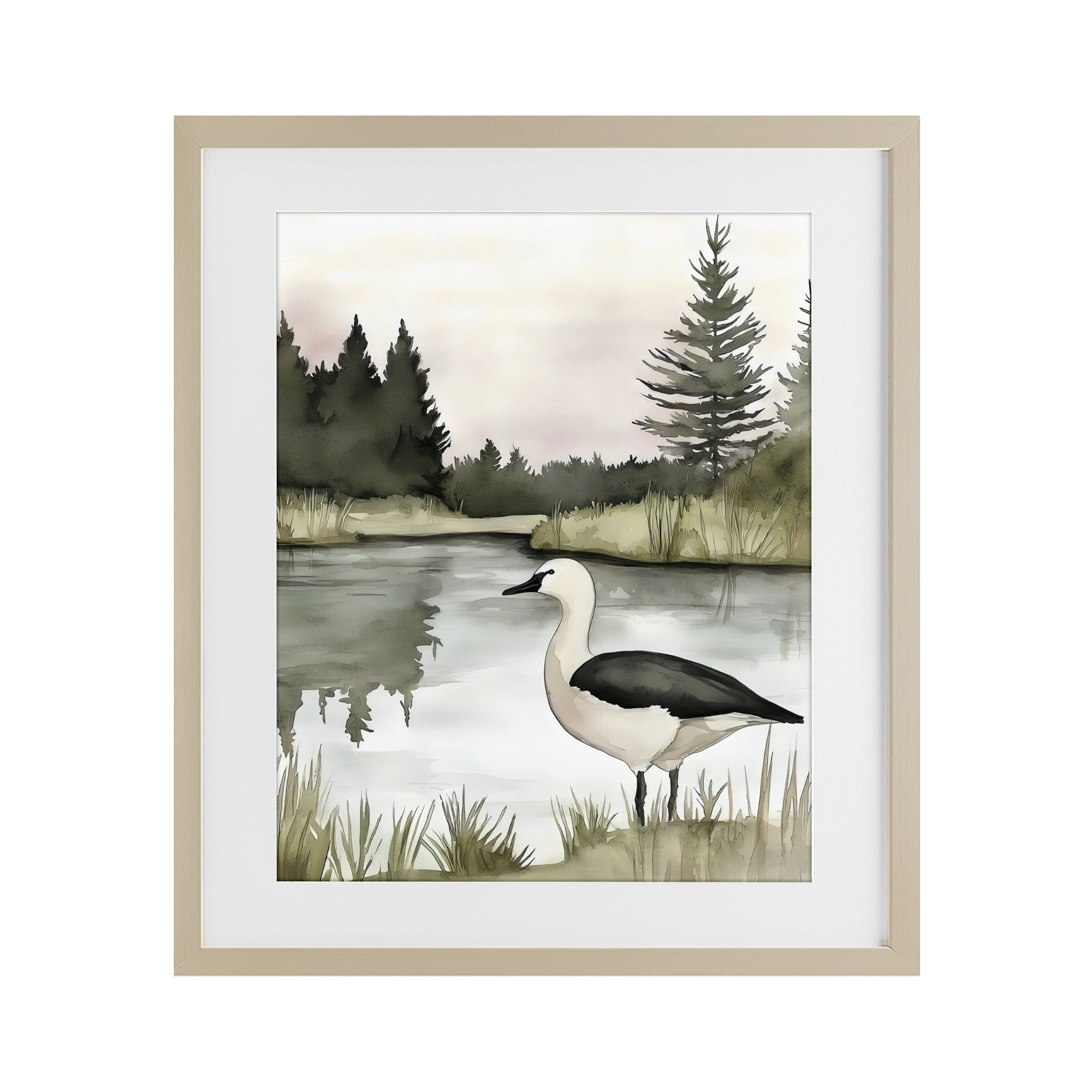 Stupell Industries Springtime Serenity Duck Birch Framed Print Under Glass, design by Riley B