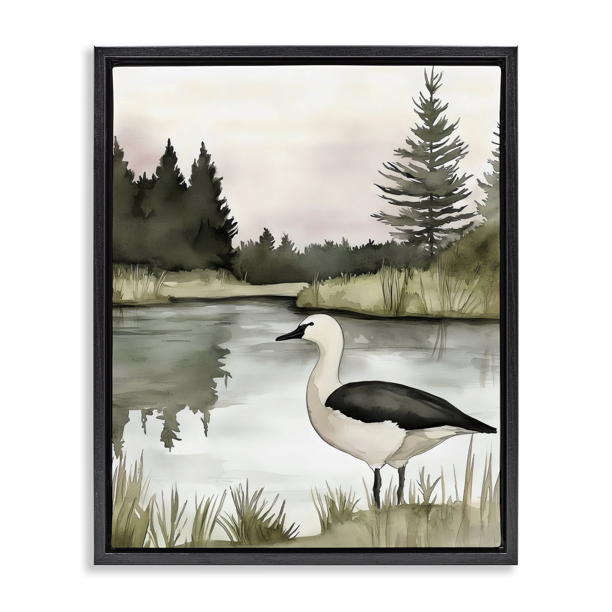 Stupell Industries Springtime Serenity Duck Black Framed Floater Canvas Wall Art, design by Riley B