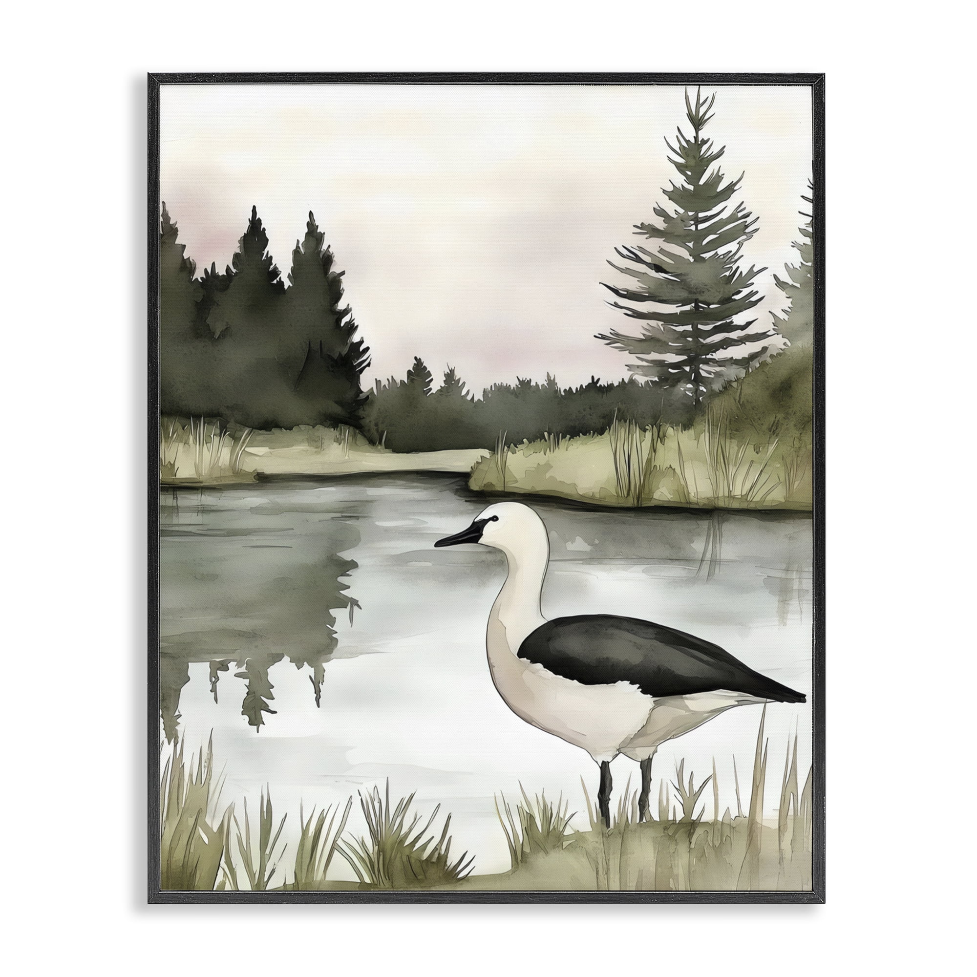 Stupell Industries Springtime Serenity Duck Black Framed Giclee Art, design by Riley B