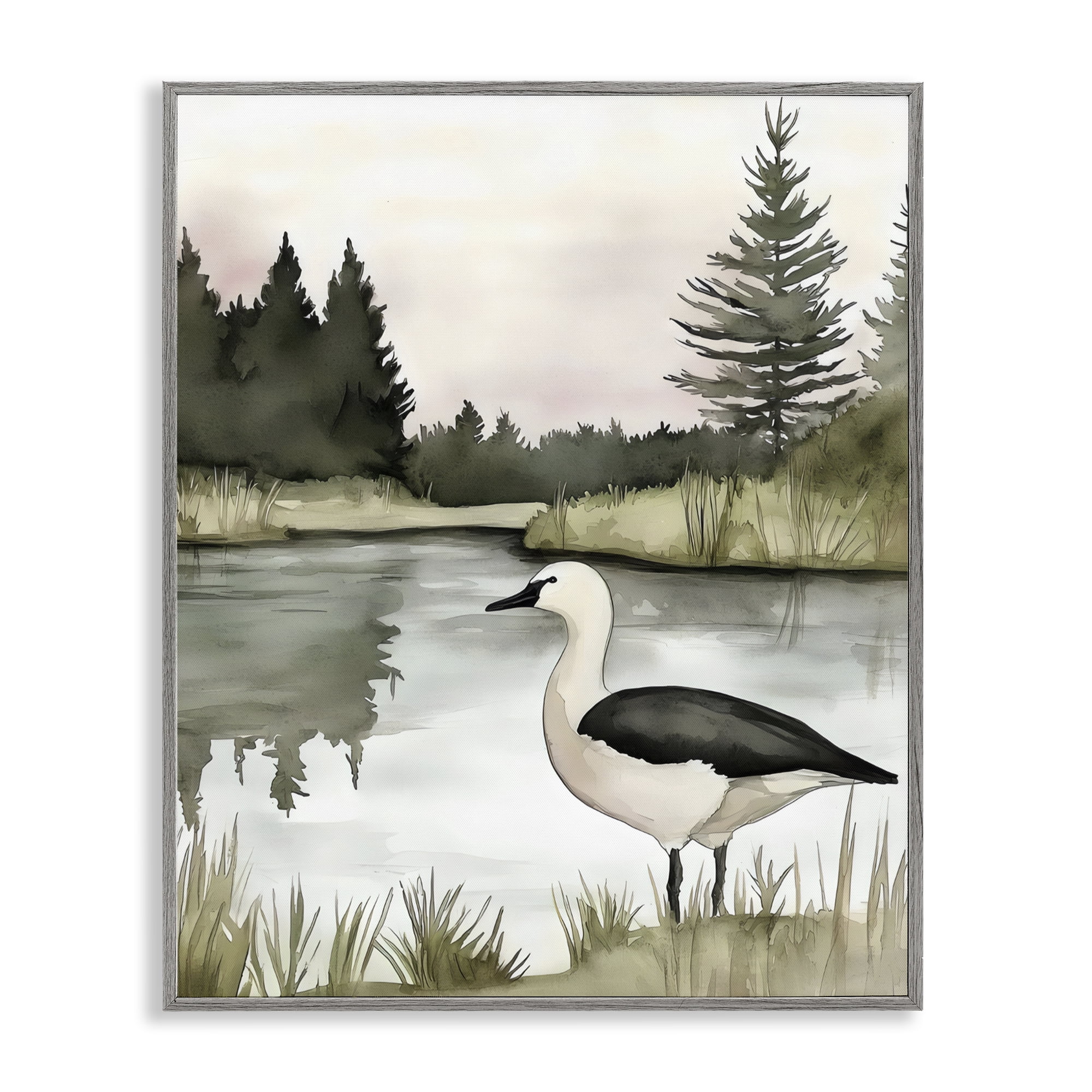 Stupell Industries Springtime Serenity Duck Gray Framed Giclee Art, design by Riley B