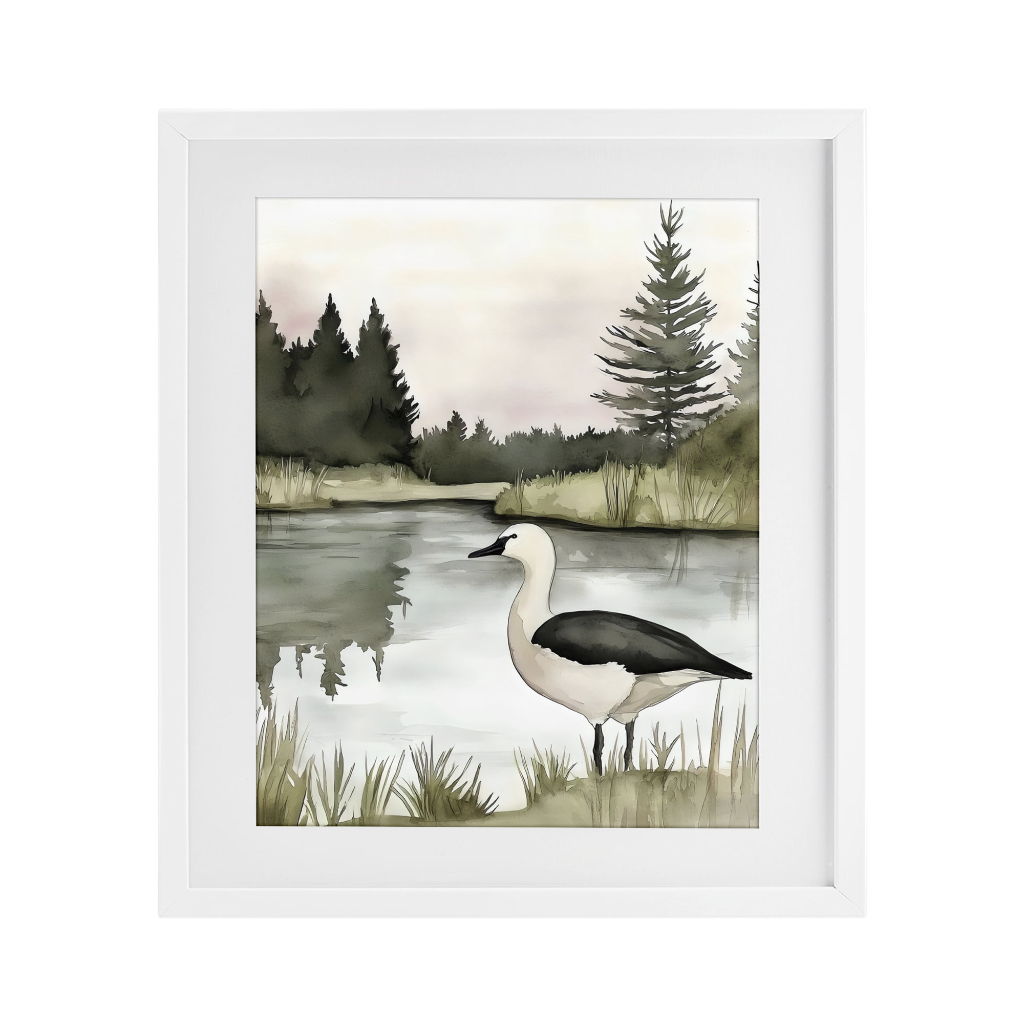 Stupell Industries Springtime Serenity Duck White Framed Print Under Glass, design by Riley B