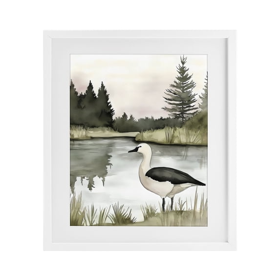 Stupell Industries Farmhouse Springtime Serenity Duck White Framed Print Under Glass, 17 x 21, by Riley B