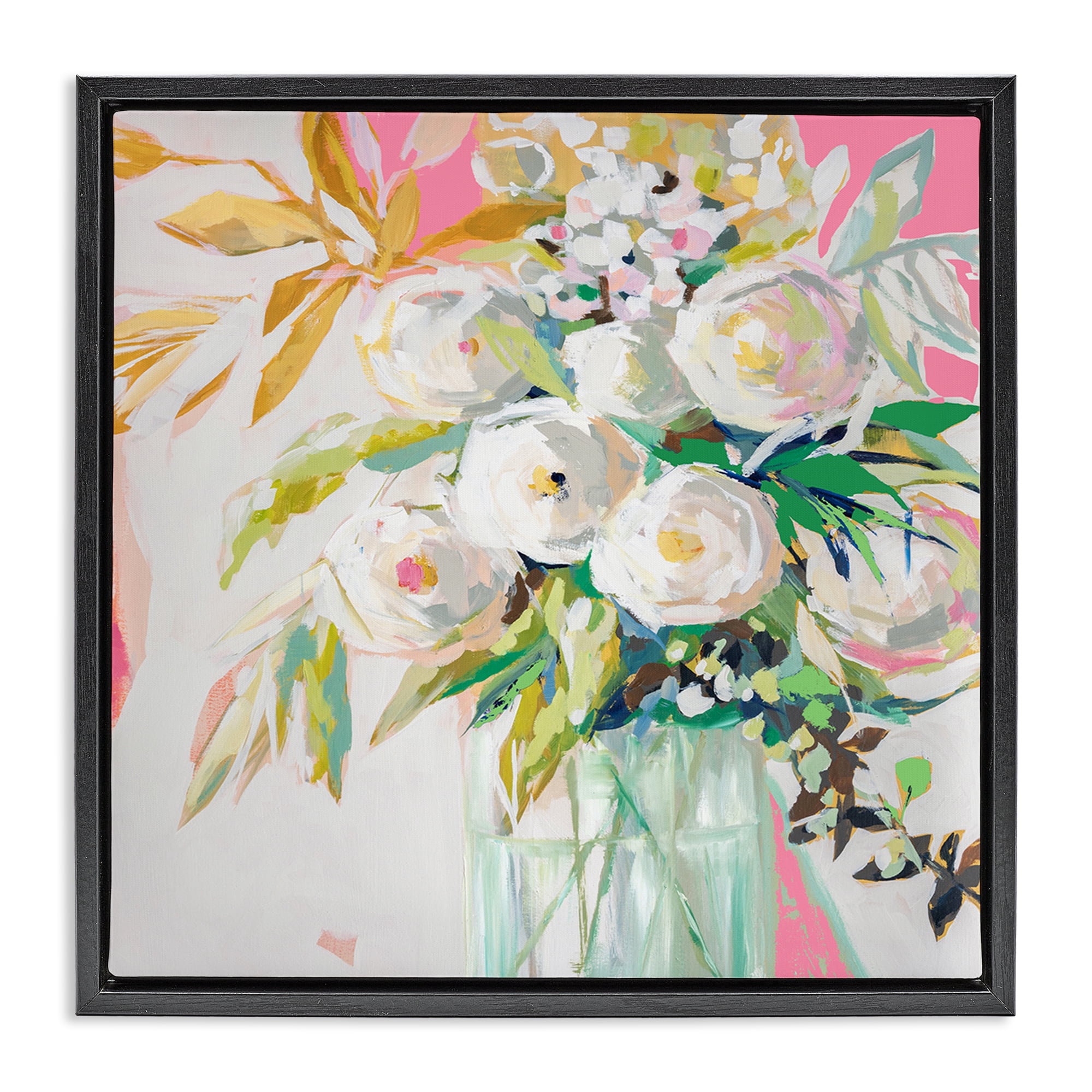 Stupell Industries Springtime Soiree Roses Botanical & Floral Painting Black Floater Framed Art Print Wall Art, 18 x 18