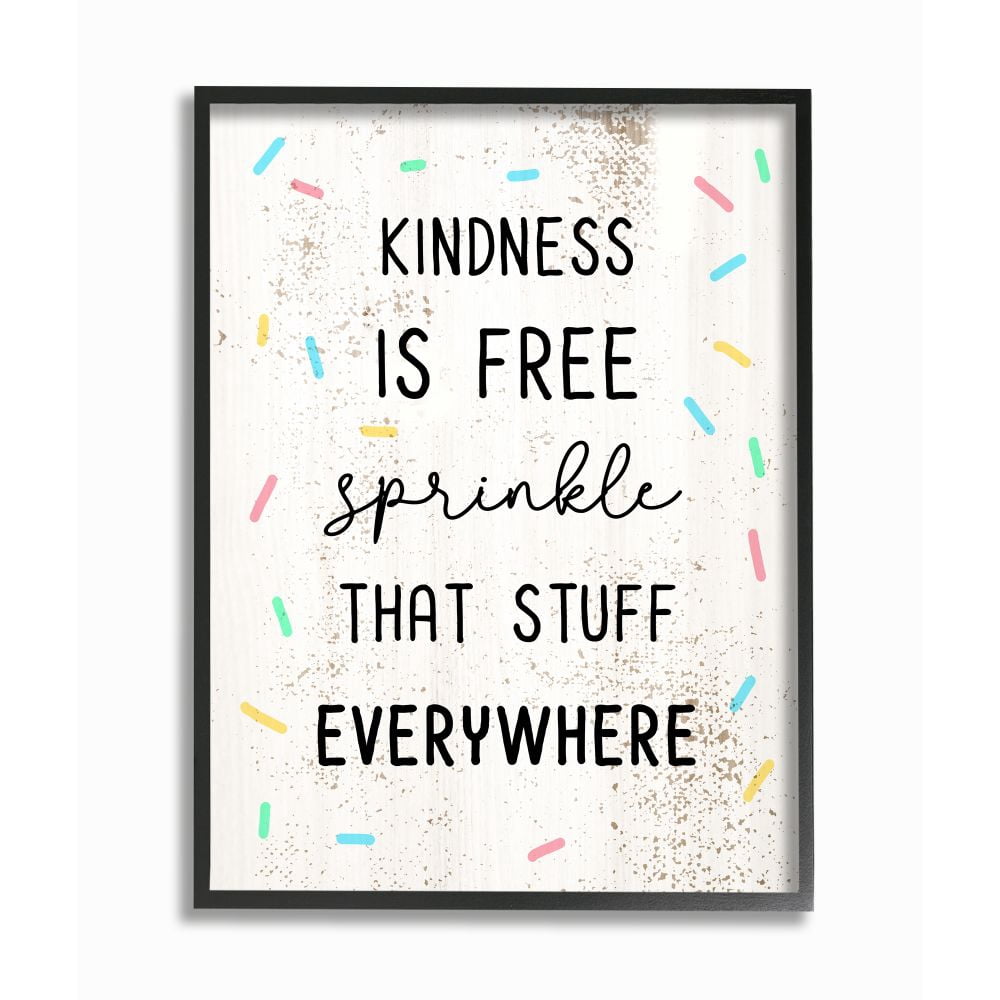 Stupell Industries Sprinkle Kindness Everywhere Fun Motivational Reference Framed Wall Art Design by Daphne Polselli, 11" x 14", Black Framed