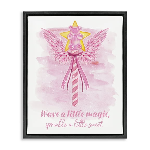 Stupell Industries Sprinkle Sweet Magic Fairy Tales & Fantasy Painting Black Floater Framed Art Print Wall Art, 17 x 21