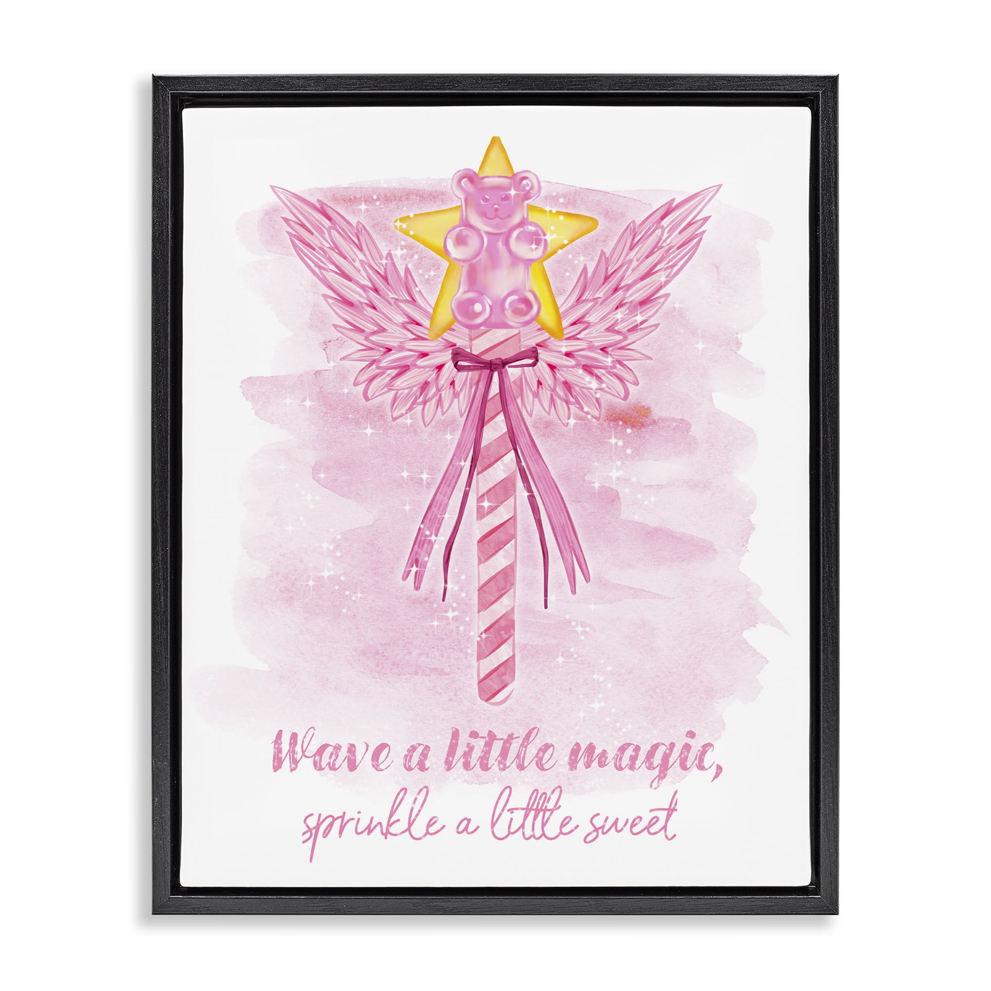 Stupell Industries Sprinkle Sweet Magic Fairy Tales & Fantasy Painting Black Floater Framed Art Print Wall Art, 25 x 31