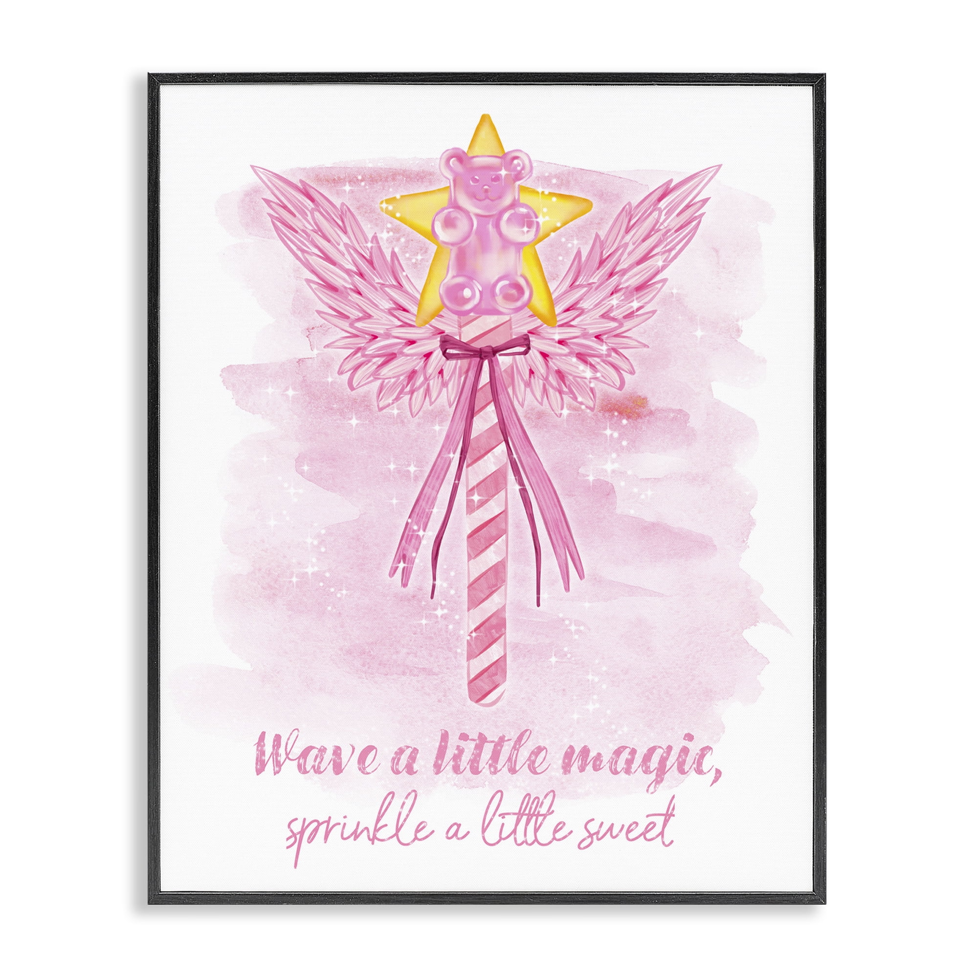 Stupell Industries Sprinkle Sweet Magic Fairy Tales & Fantasy Painting Black Framed Art Print Wall Art, 16 x 20