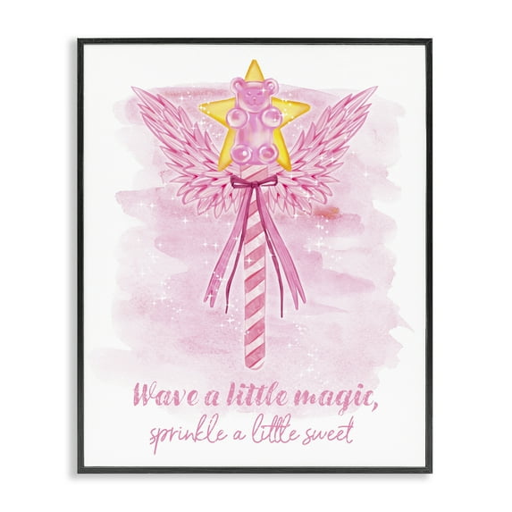 Stupell Industries Sprinkle Sweet Magic Fairy Tales & Fantasy Painting Black Framed Art Print Wall Art, 24 x 30