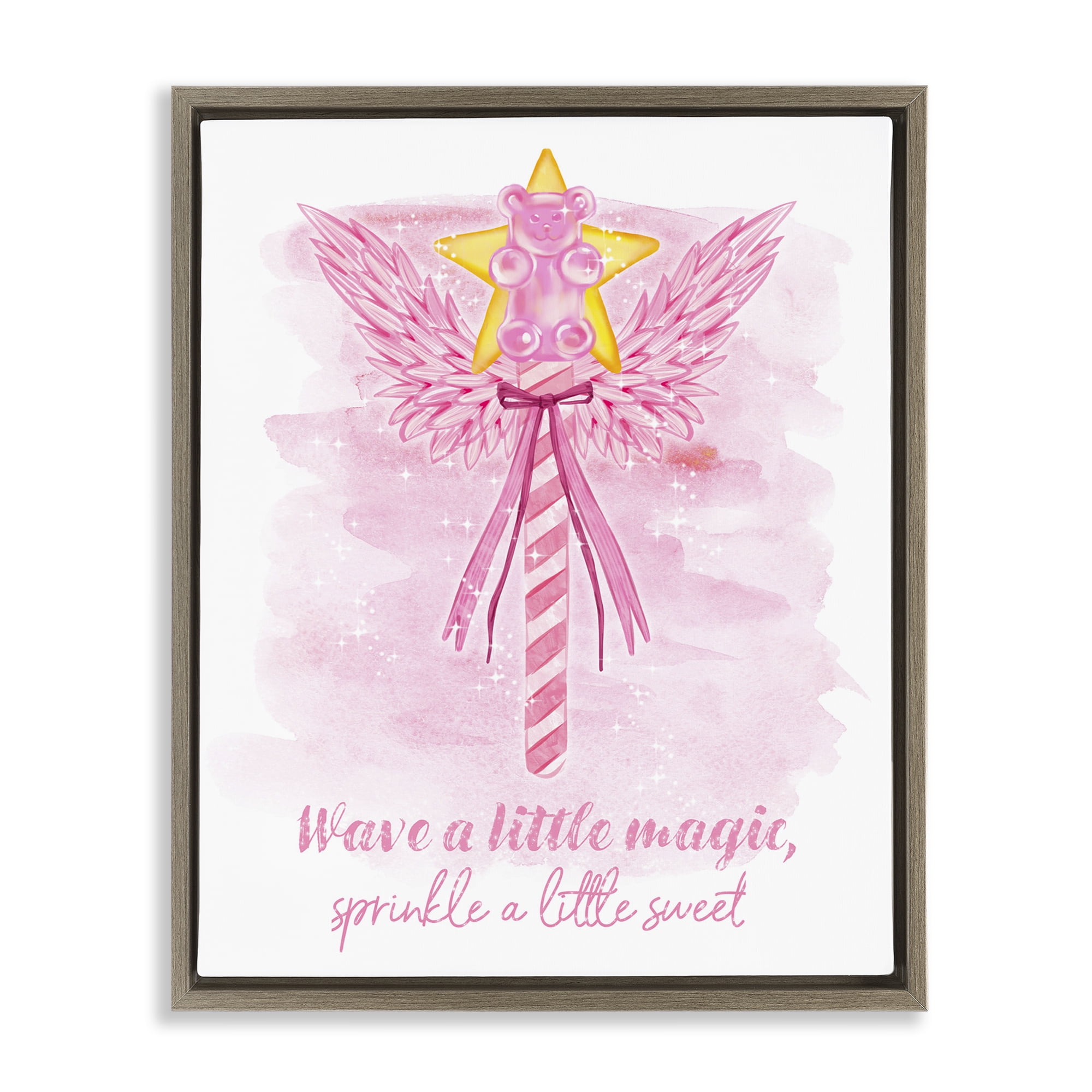 Stupell Industries Sprinkle Sweet Magic Fairy Tales & Fantasy Painting Brown Floater Framed Art Print Wall Art, 25 x 31