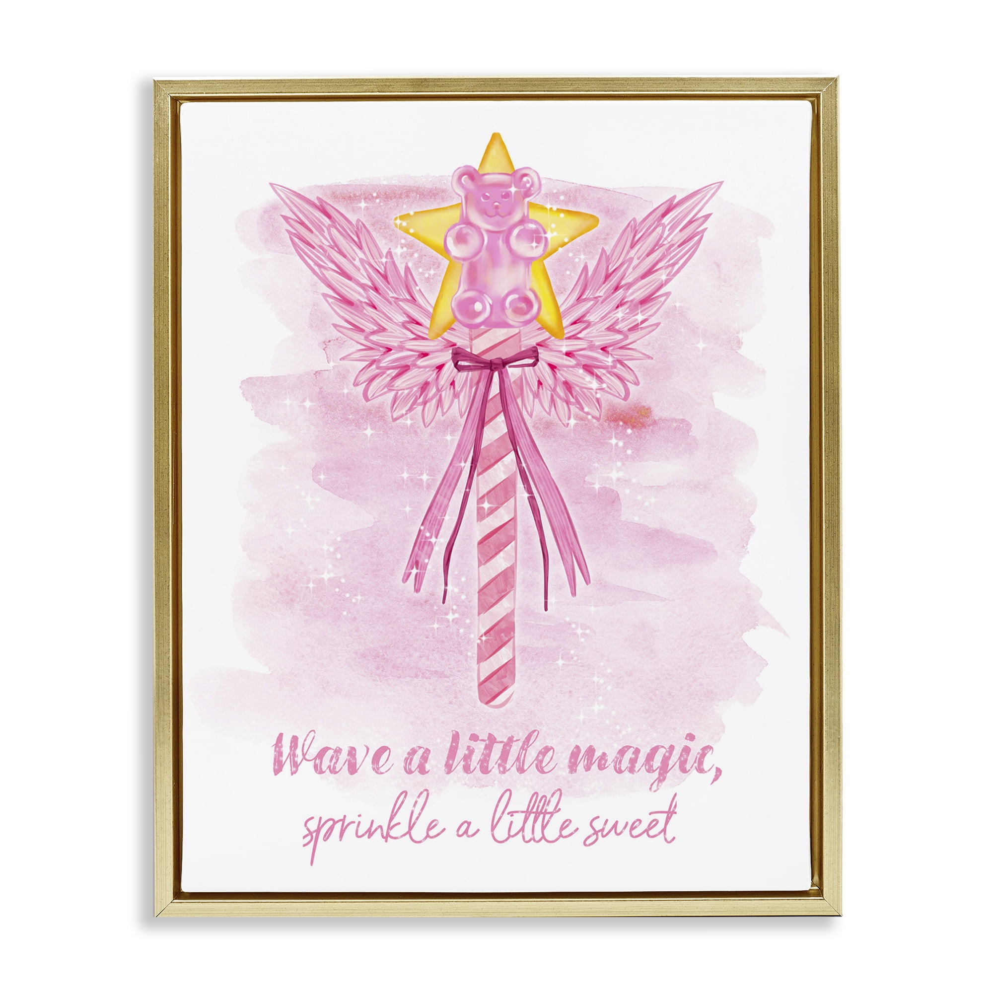 Stupell Industries Sprinkle Sweet Magic Fairy Tales & Fantasy Painting Gold Floater Framed Art Print Wall Art, 25 x 31