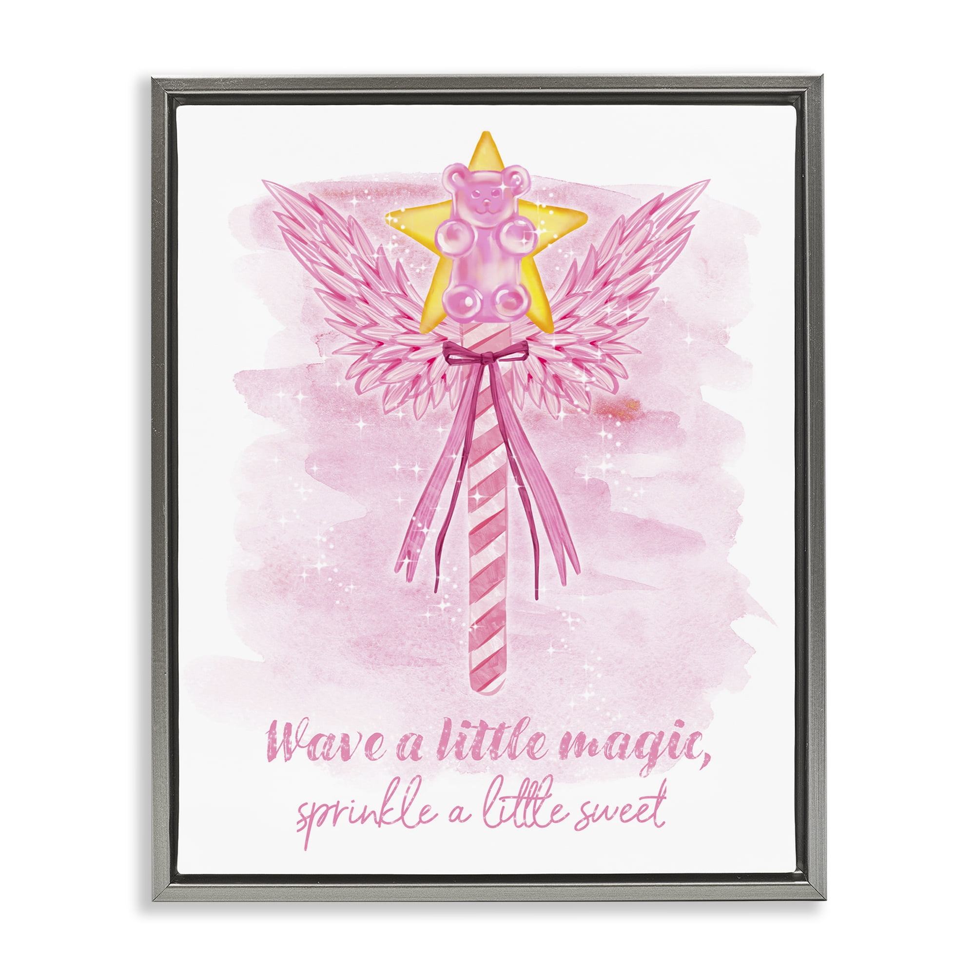 Stupell Industries Sprinkle Sweet Magic Fairy Tales & Fantasy Painting Gray Floater Framed Art Print Wall Art, 17 x 21