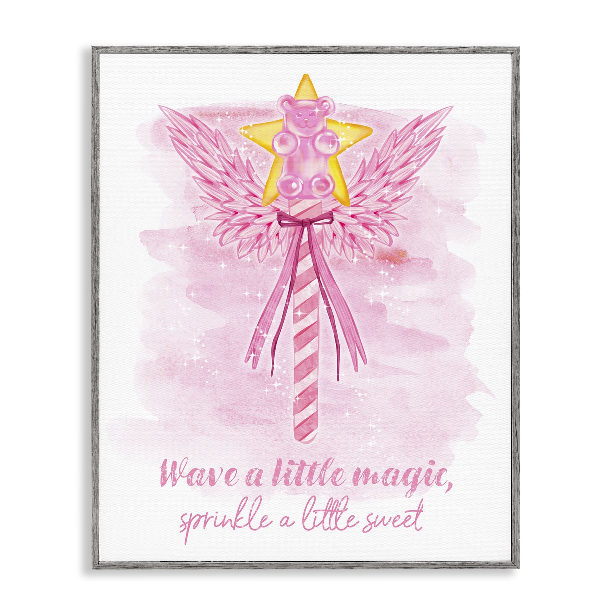 Stupell Industries Sprinkle Sweet Magic Fairy Tales & Fantasy Painting Gray Framed Art Print Wall Art, 24 x 30