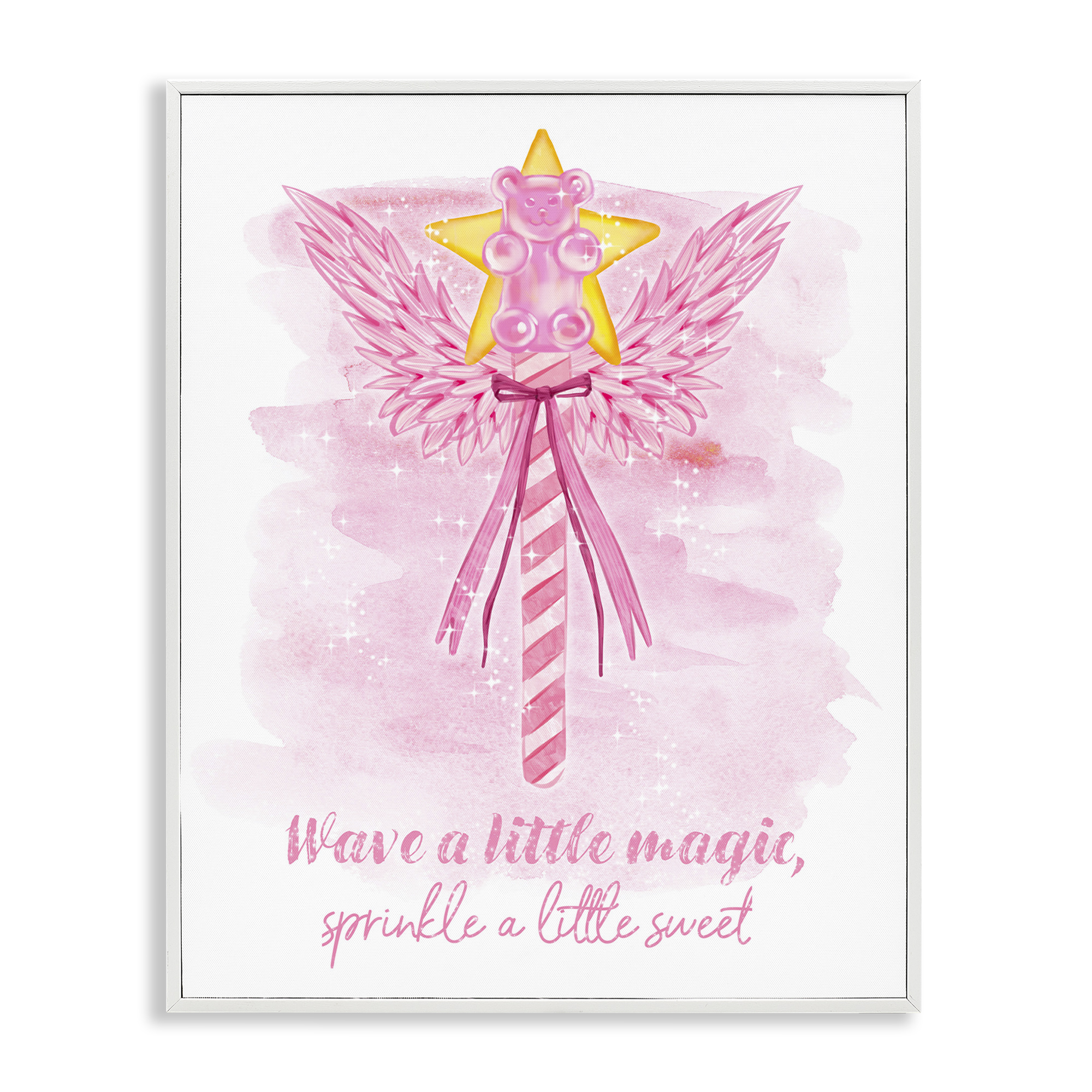 Stupell Industries Sprinkle Sweet Magic Fairy Tales & Fantasy Painting White Framed Art Print Wall Art, 16 x 20