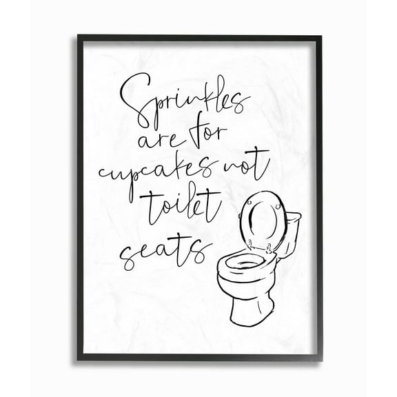 Stupell Industries Sprinkles Funny Ink Drawing Bathroom Design Graphic Art Black Framed Art Print Wall Art, 11x14, by Milli Villa