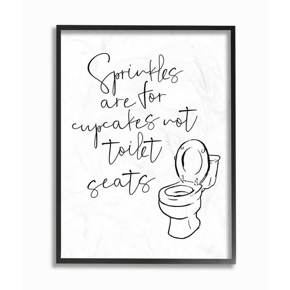 Stupell Industries Sprinkles Funny Ink Drawing Bathroom Design Graphic Art Black Framed Art Print Wall Art, 11x14, by Milli Villa