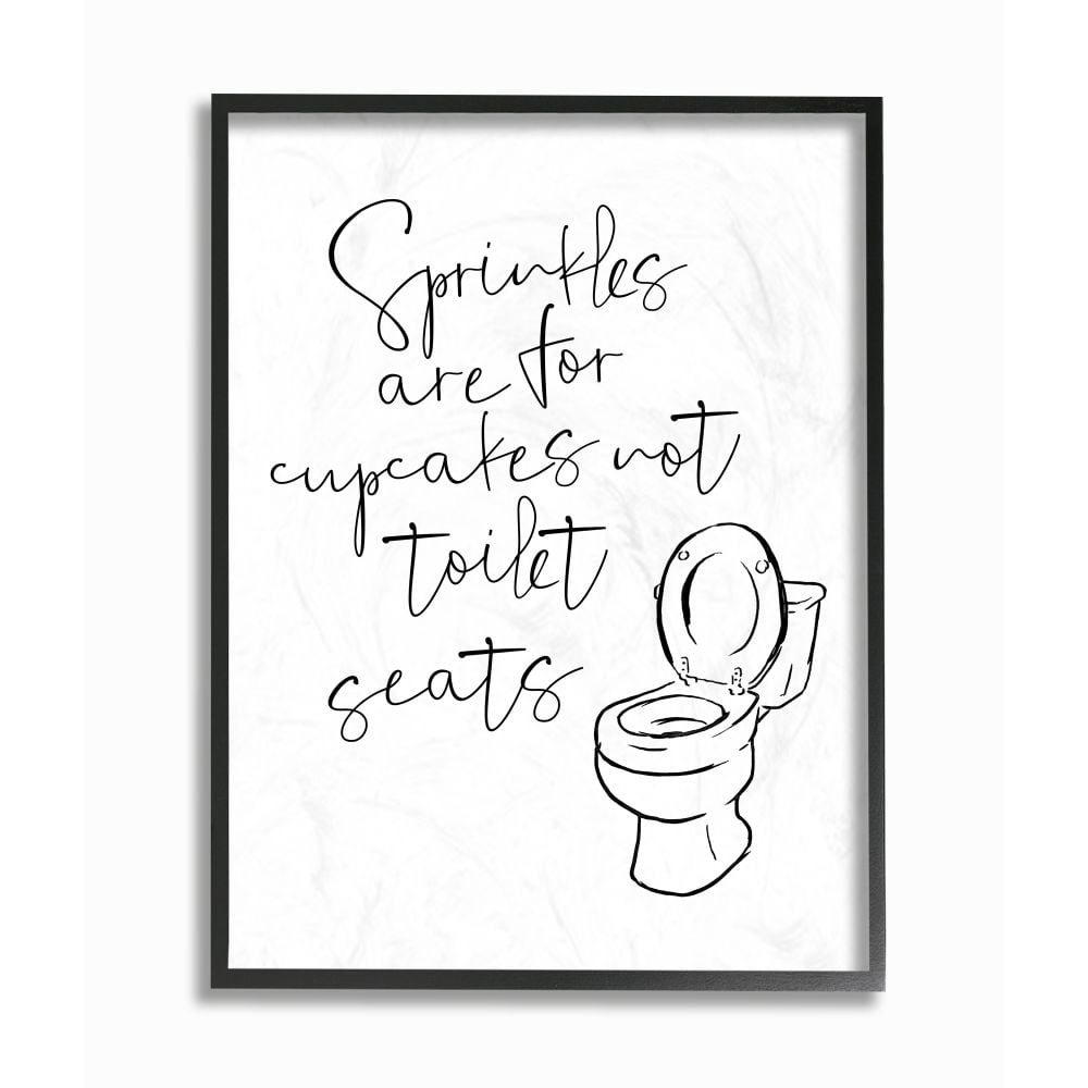 Stupell Industries Sprinkles Funny Ink Drawing Bathroom Design Graphic Art Black Framed Art Print Wall Art, 16x20, by Milli Villa
