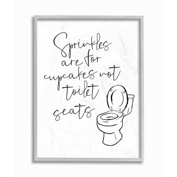 Stupell Industries Sprinkles Funny Ink Drawing Bathroom Design Graphic Art Gray Framed Art Print Wall Art, 16x20, by Milli Villa