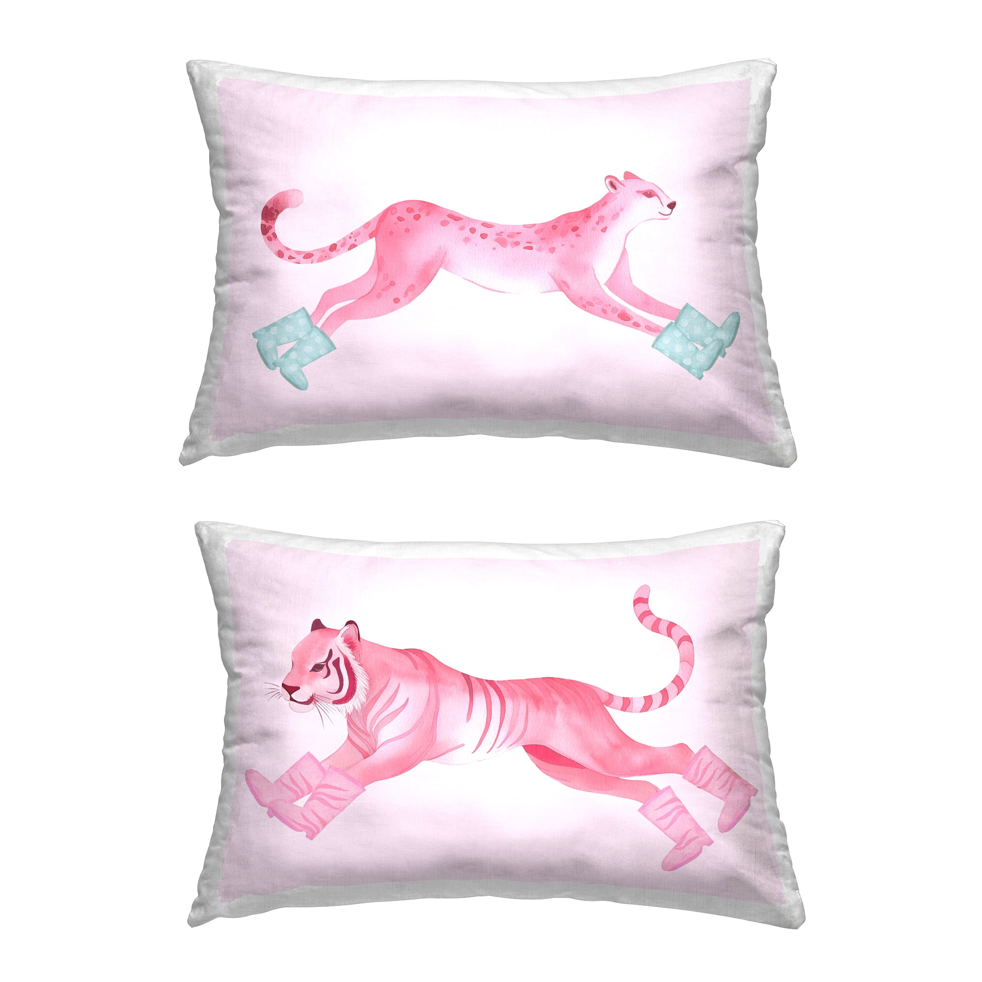 Stupell Industries Sprinting Wild Cats in Boots Decorative Printed Throw Pillow Design by Daphne Polselli.