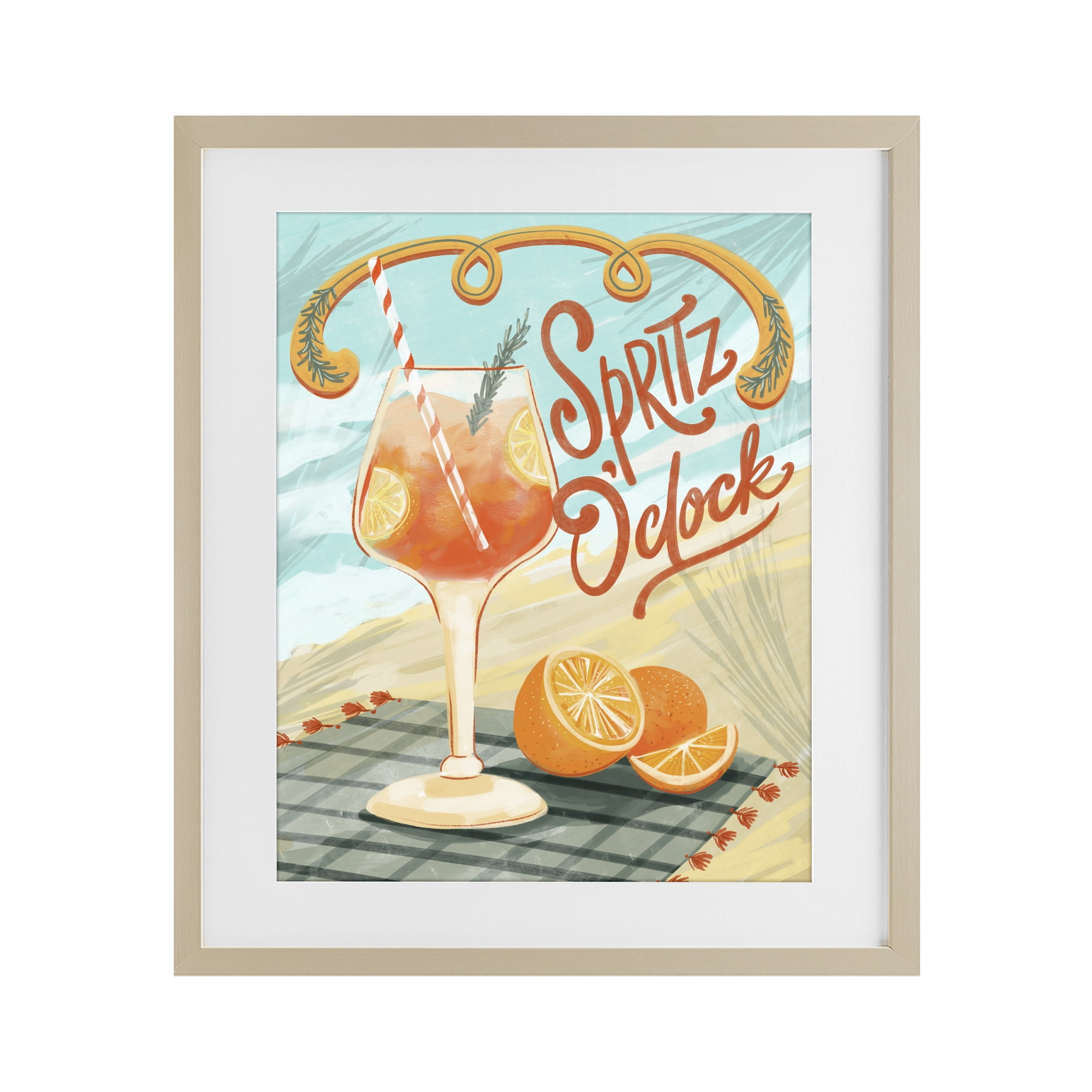 Stupell Industries Spritz O'Clock Citrus Cocktail Birch Framed Print Under Glass, design by Connie Summers