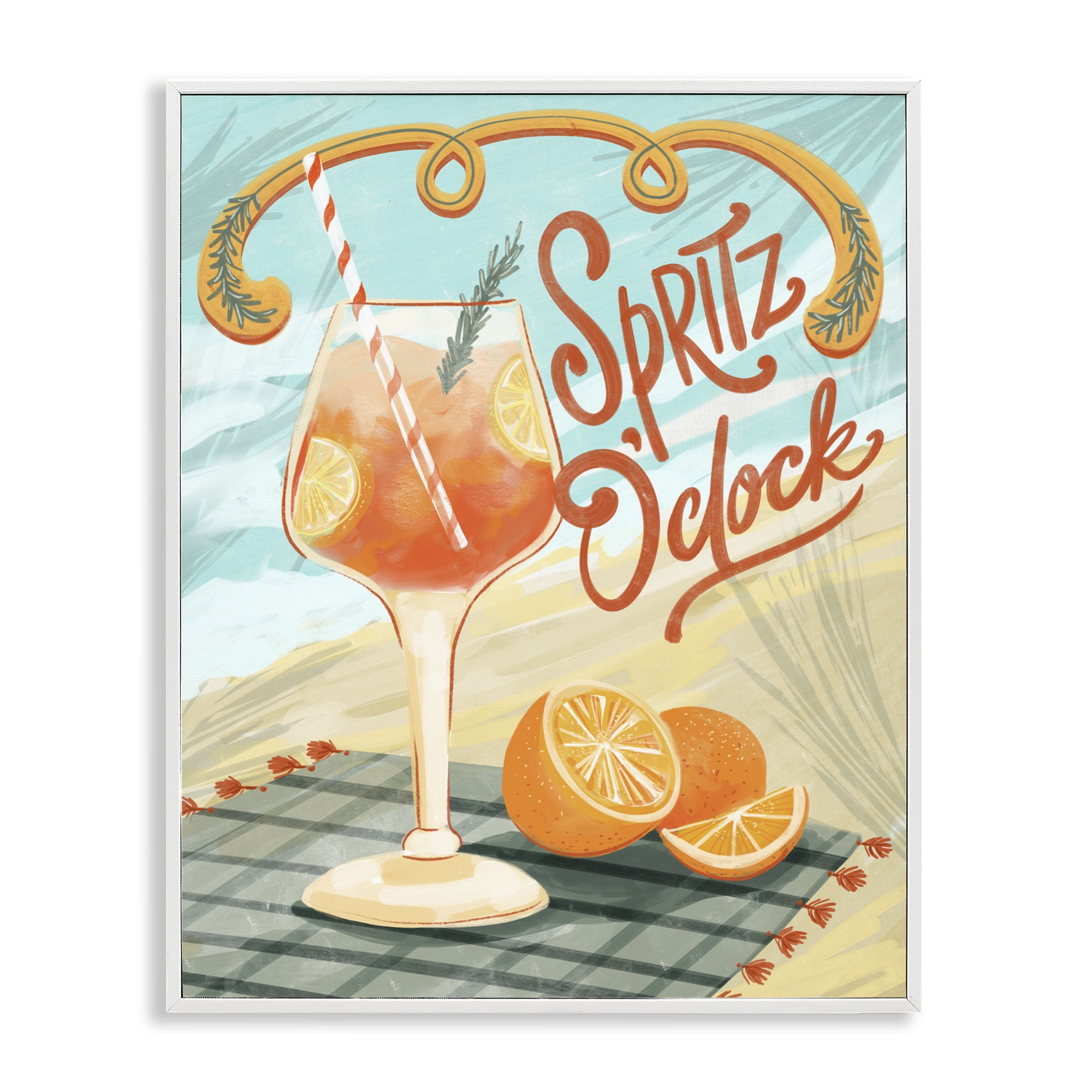 Stupell Industries Spritz O'Clock Citrus Cocktail White Framed Giclee Art, design by Connie Summers